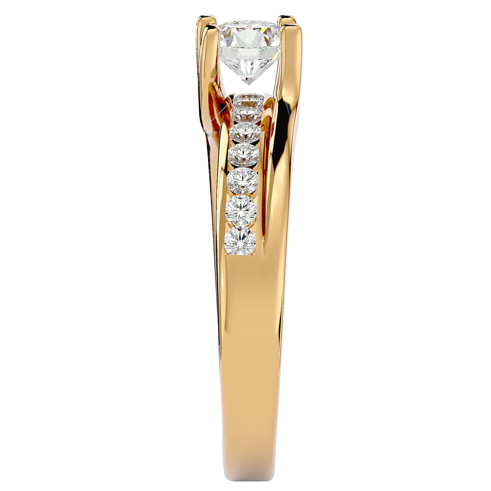 Inel De Logodnă Solitaire Pavé Doré din Aur 14k cu Diamante Create în Laborator de 0.96 ct din 14k Aur Galben - Castelo.ro