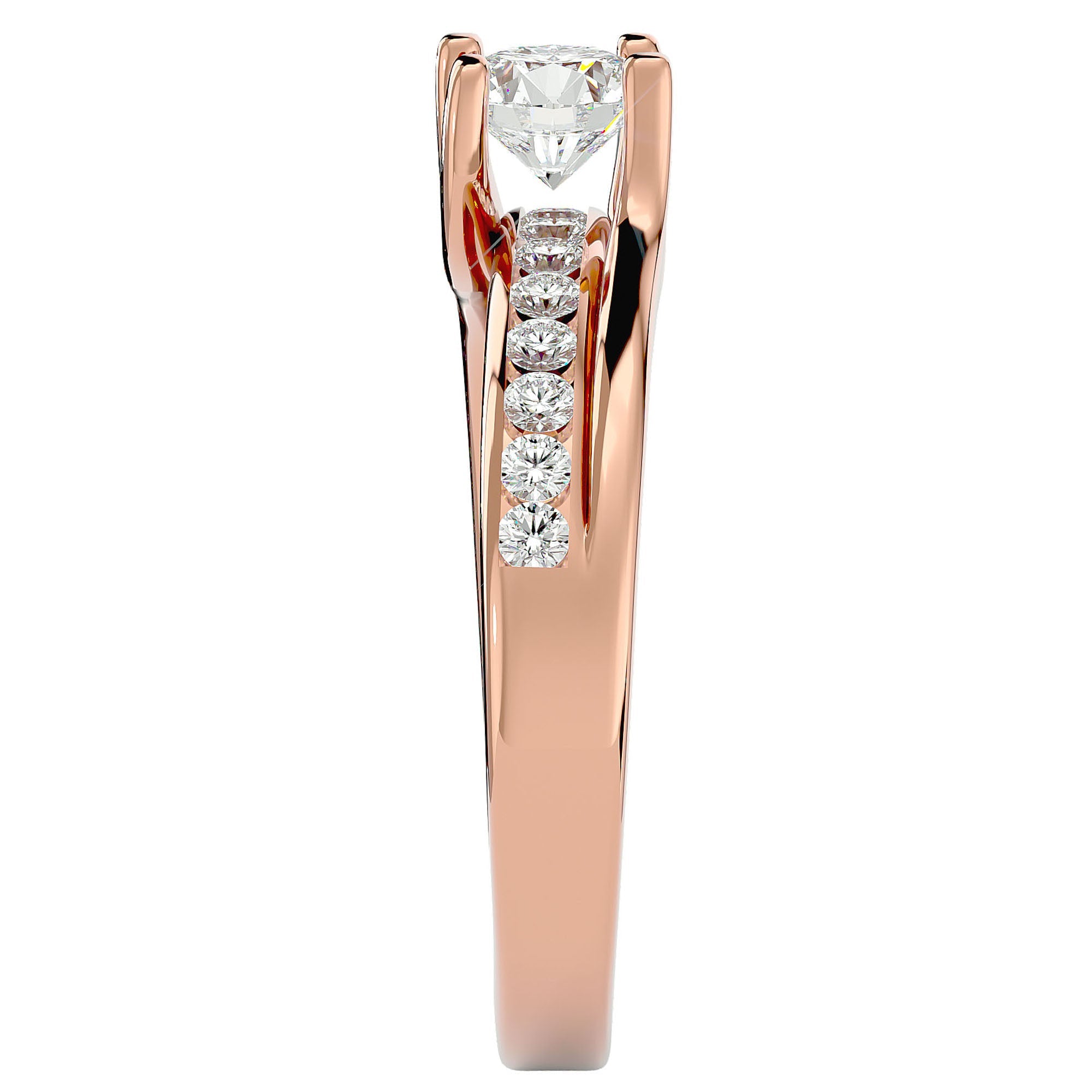 Inel De Logodnă Solitaire Pavé Doré cu Diamante Naturale de 0.96 ct din 18k Aur Roz - Castelo.ro