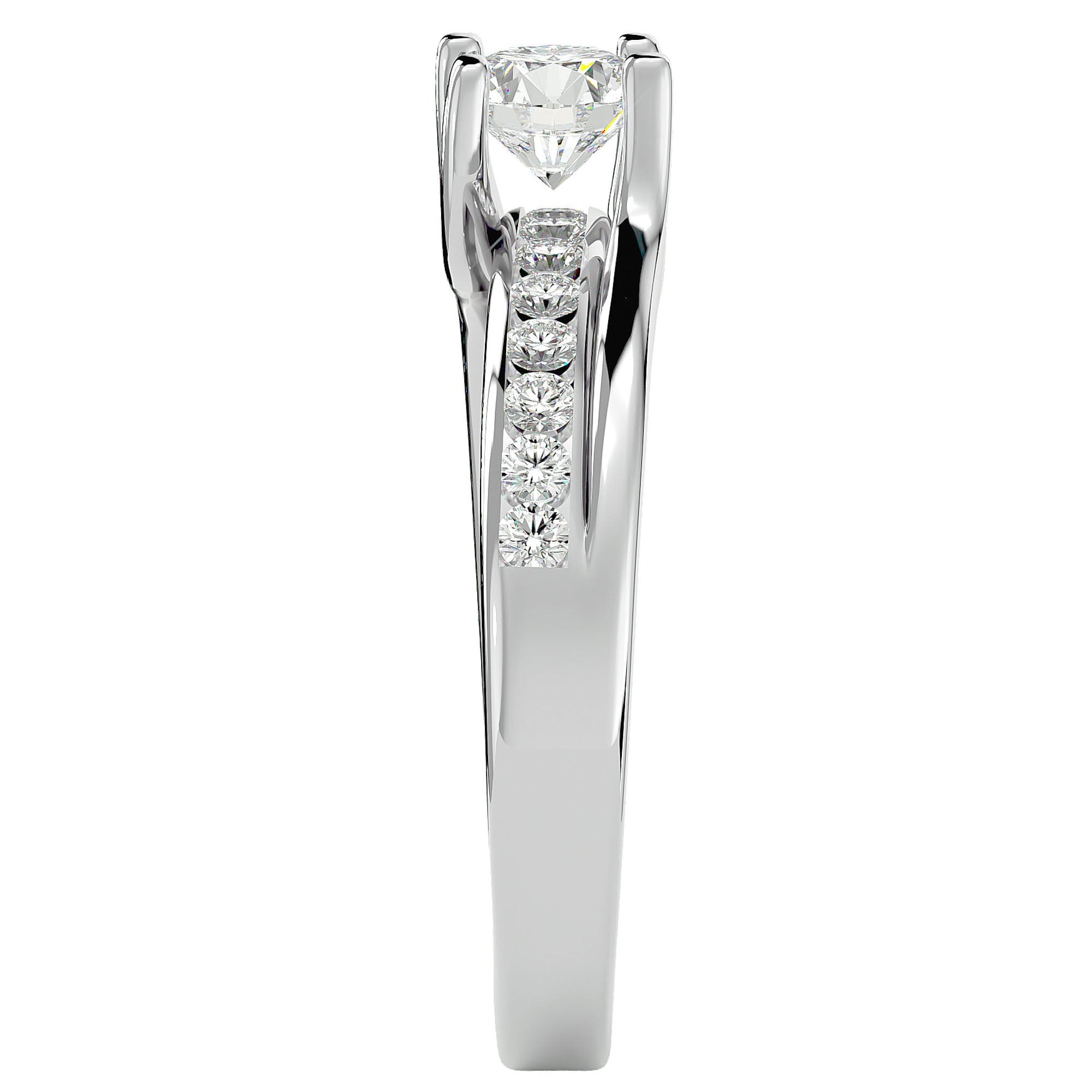 Inel De Logodnă Solitaire Pavé Doré din Aur 14k cu Diamante Create în Laborator de 0.96 ct din 14k Aur Alb - Castelo.ro