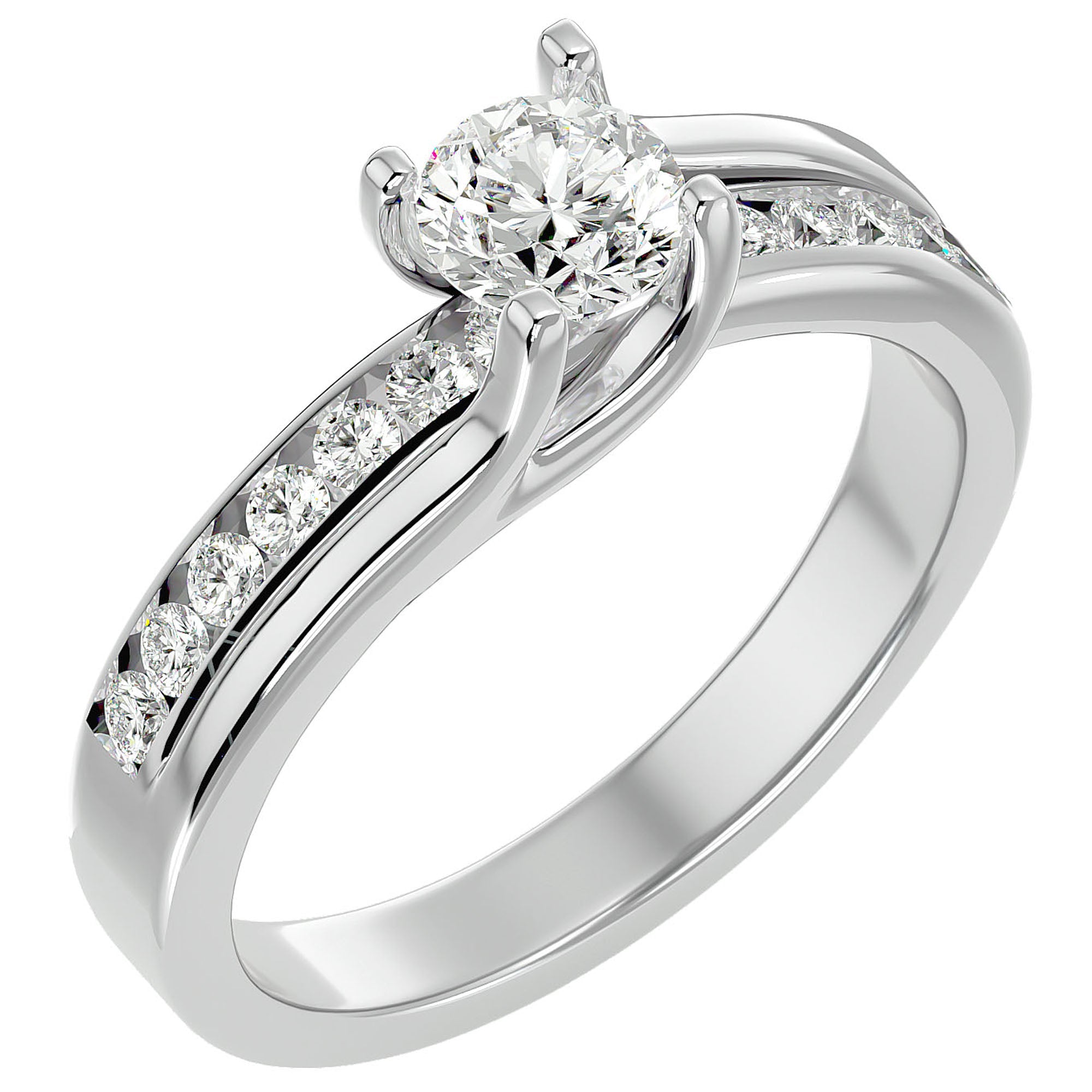 Inel De Logodnă Solitaire Pavé Doré cu Diamante Naturale de 0.96 ct din Platina - Castelo.ro
