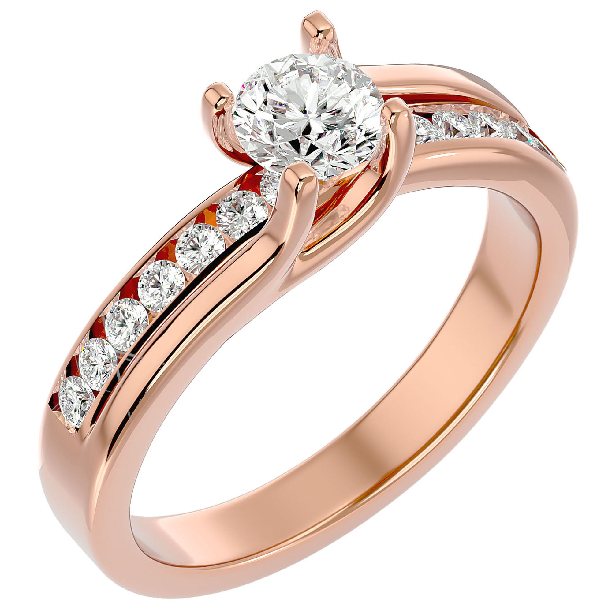 Inel De Logodnă Solitaire Pavé Doré cu Moissanite de 0.96 ct din 18k Aur Roz - Castelo.ro