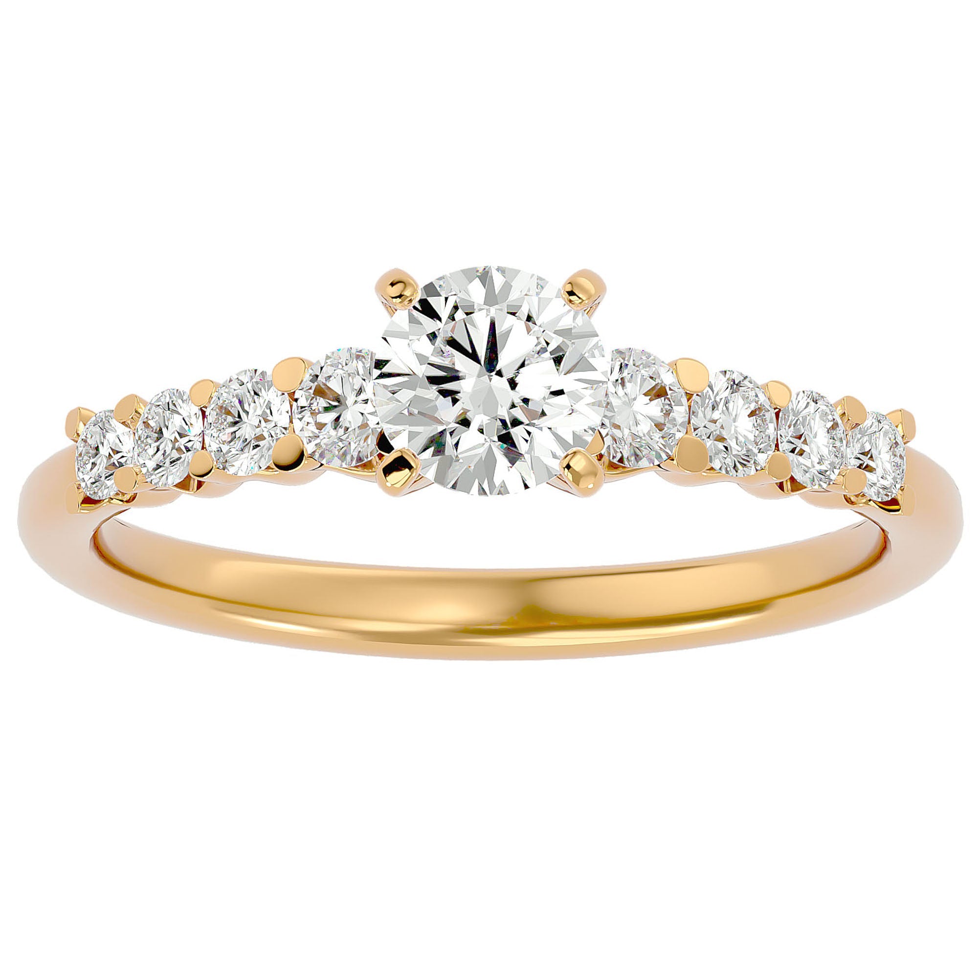 Inel De Logodnă Solitaire Pavé Royal cu Moissanite de 1.10 ct din 18k Aur Galben - Castelo.ro