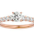 Inel De Logodnă Solitaire Pavé Royal din Aur 14k cu Moissanite de 1.10 ct din 14k Aur Roz - Castelo.ro