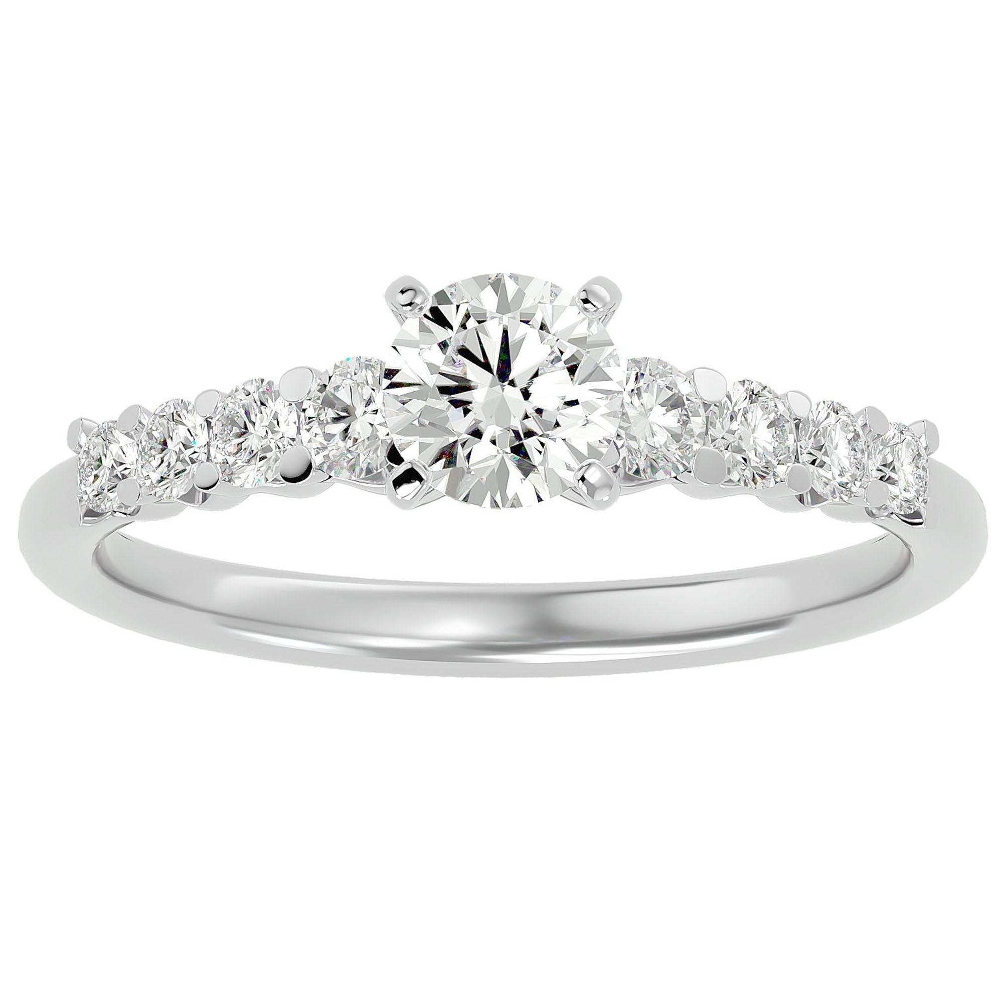 Inel De Logodnă Solitaire Pavé Royal cu Moissanite de 1.10 ct din Platina - Castelo.ro