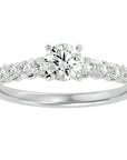Inel De Logodnă Solitaire Pavé Royal cu Moissanite de 1.10 ct din Platina - Castelo.ro