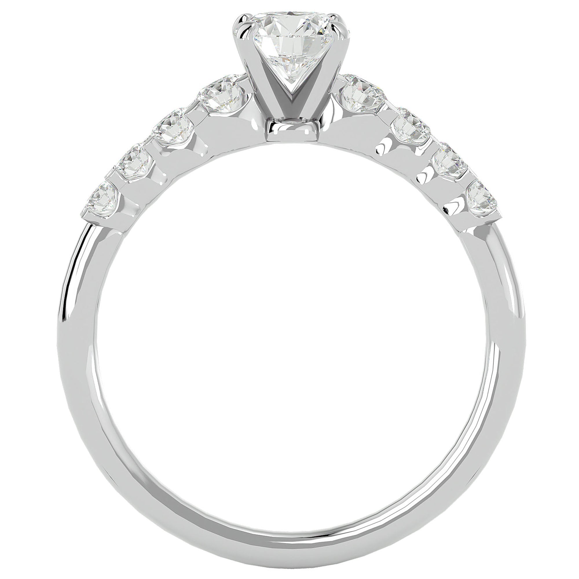 Inel De Logodnă Solitaire Pavé Royal cu Moissanite de 1.10 ct din Platina - Castelo.ro