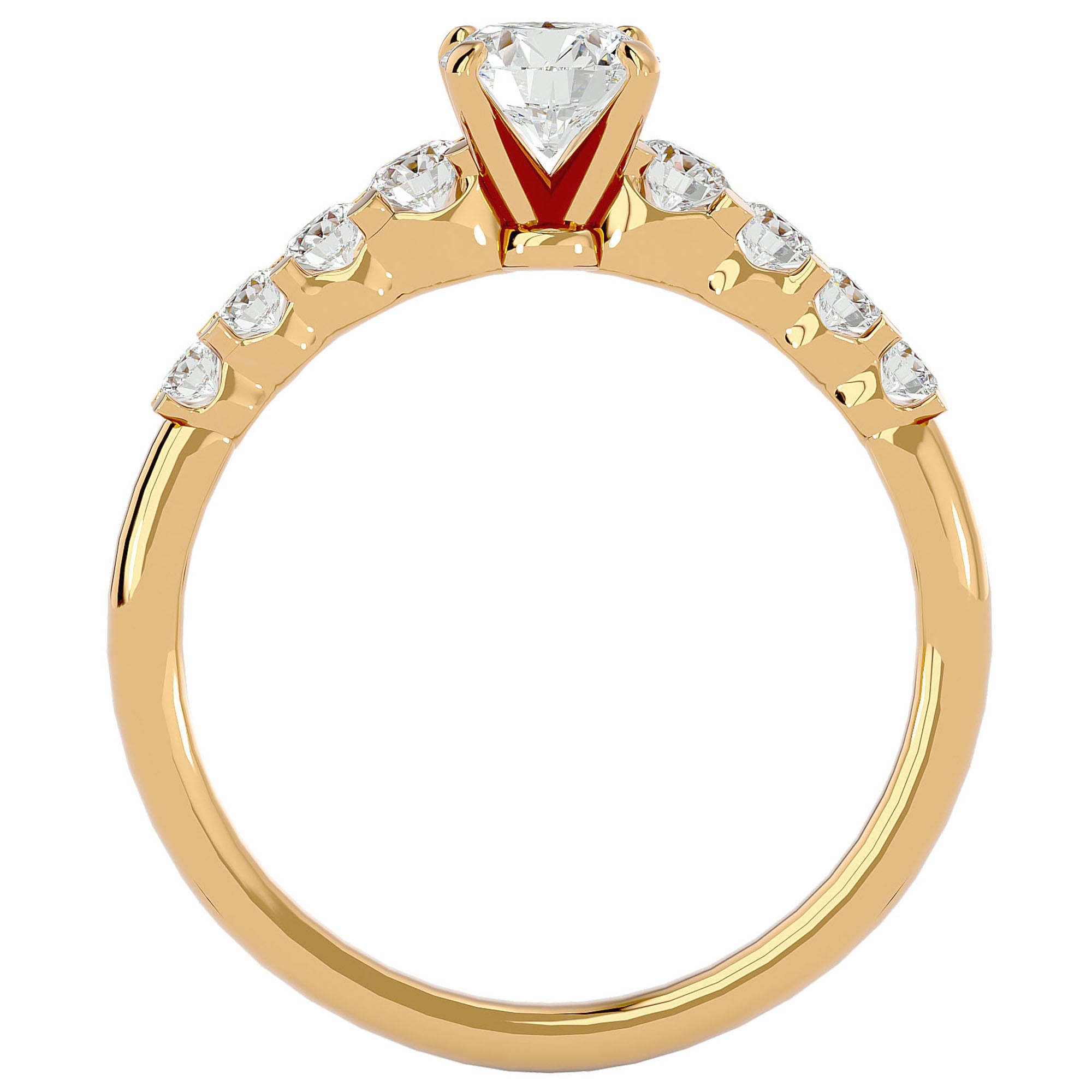 Inel De Logodnă Solitaire Pavé Royal cu Moissanite de 1.10 ct din 18k Aur Galben - Castelo.ro