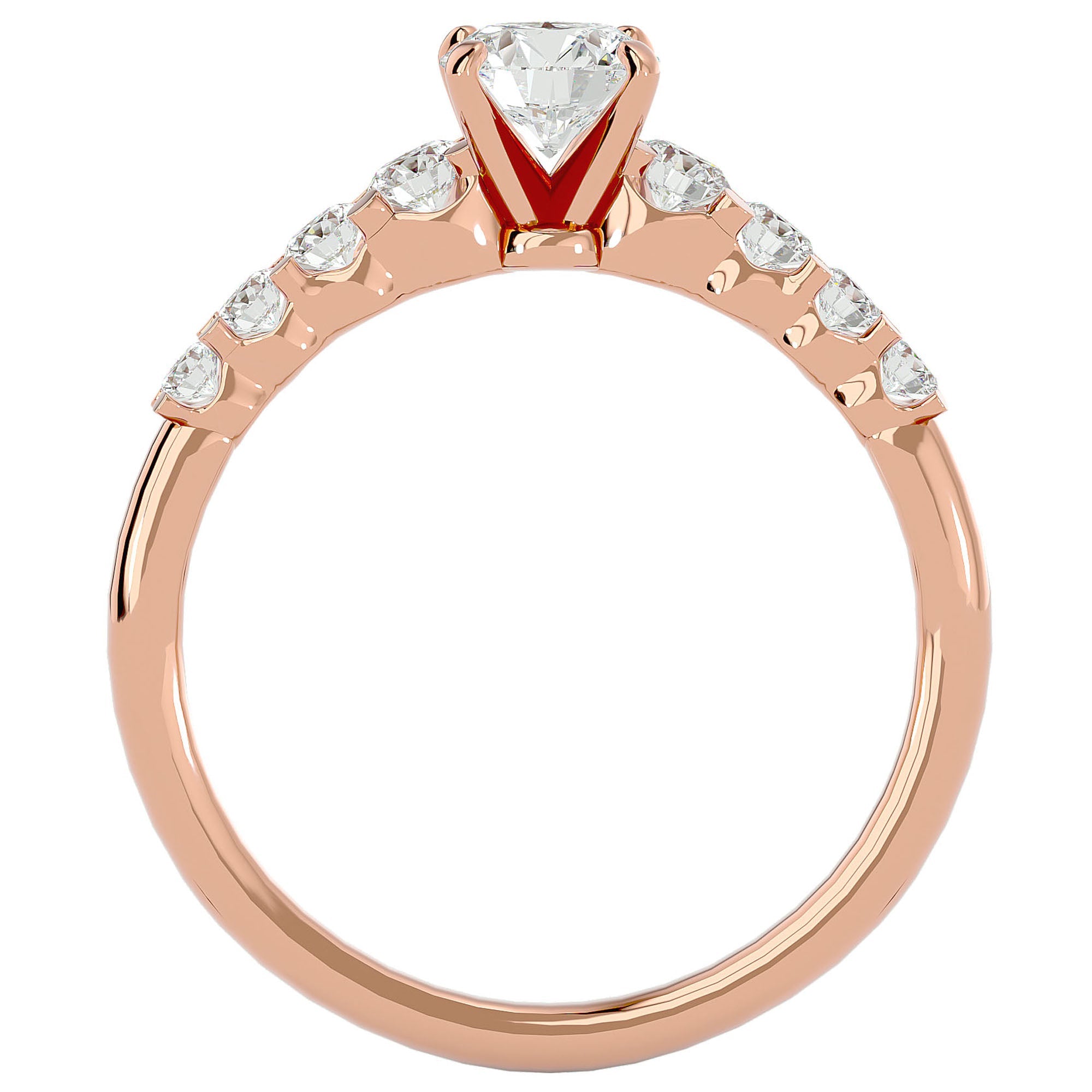 Inel De Logodnă Solitaire Pavé Royal cu Moissanite de 1.10 ct din 18k Aur Roz - Castelo.ro
