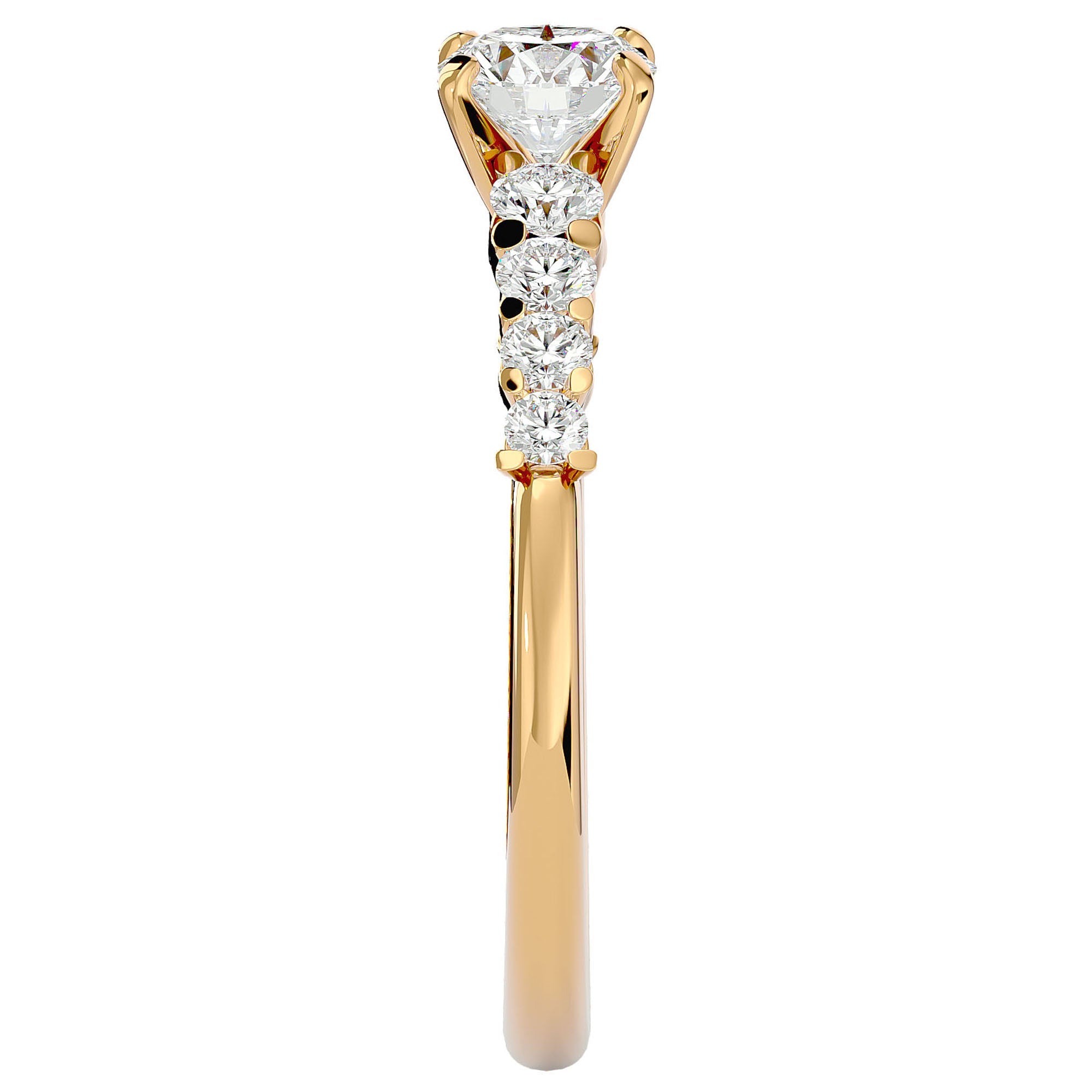 Inel De Logodnă Solitaire Pavé Royal cu Moissanite de 1.10 ct din 18k Aur Galben - Castelo.ro