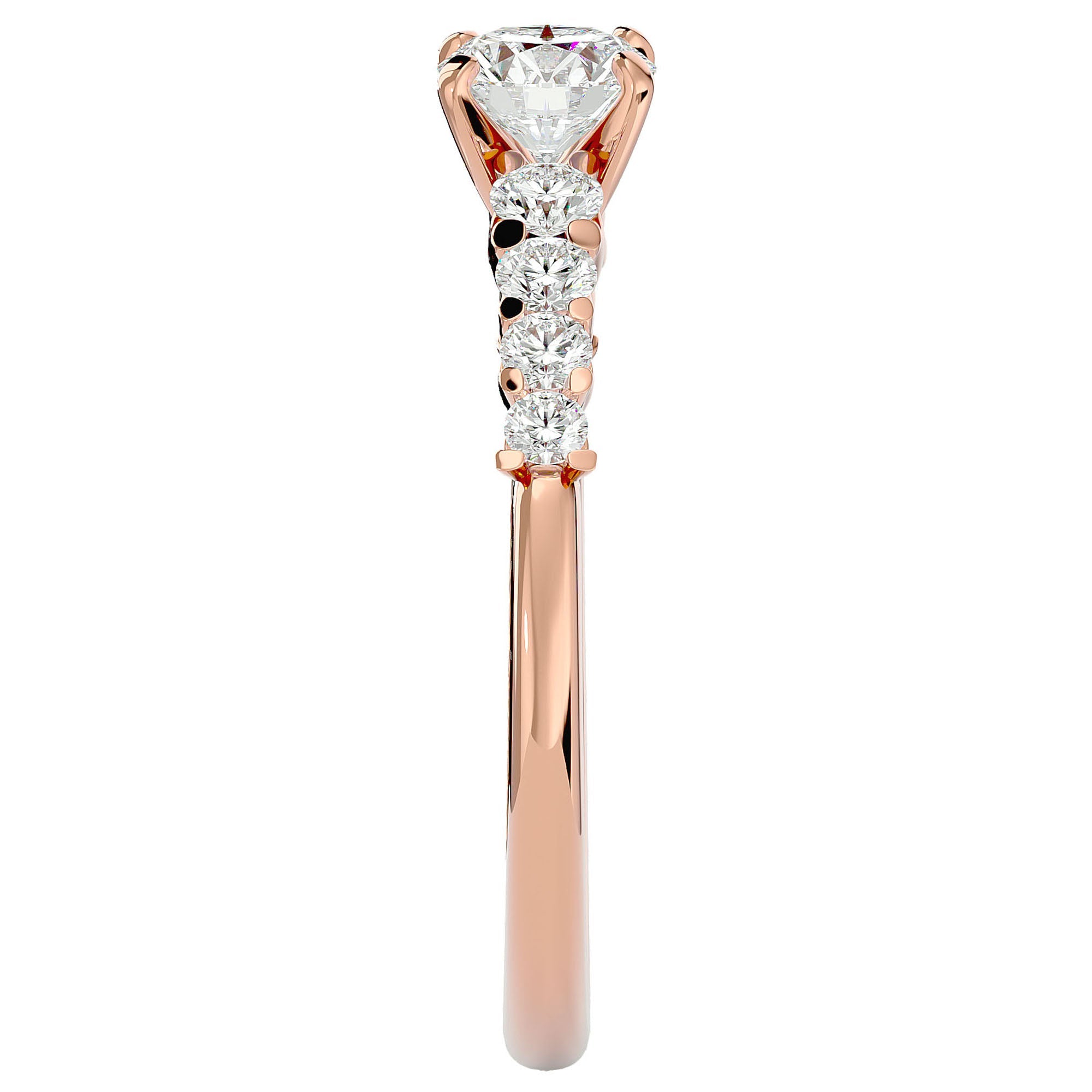 Inel De Logodnă Solitaire Pavé Royal cu Moissanite de 1.10 ct din 18k Aur Roz - Castelo.ro