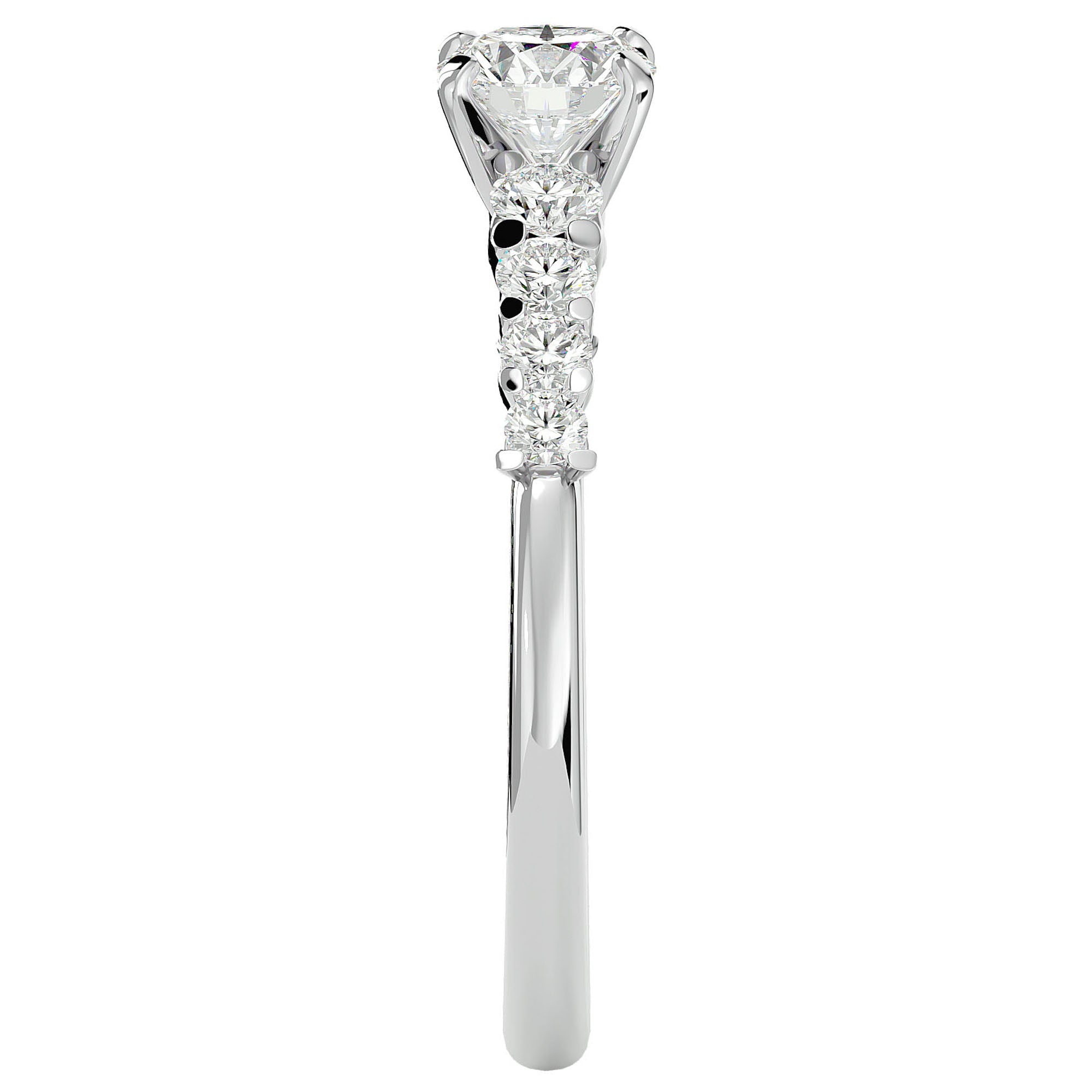 Inel De Logodnă Solitaire Pavé Royal cu Moissanite de 1.10 ct din Platina - Castelo.ro
