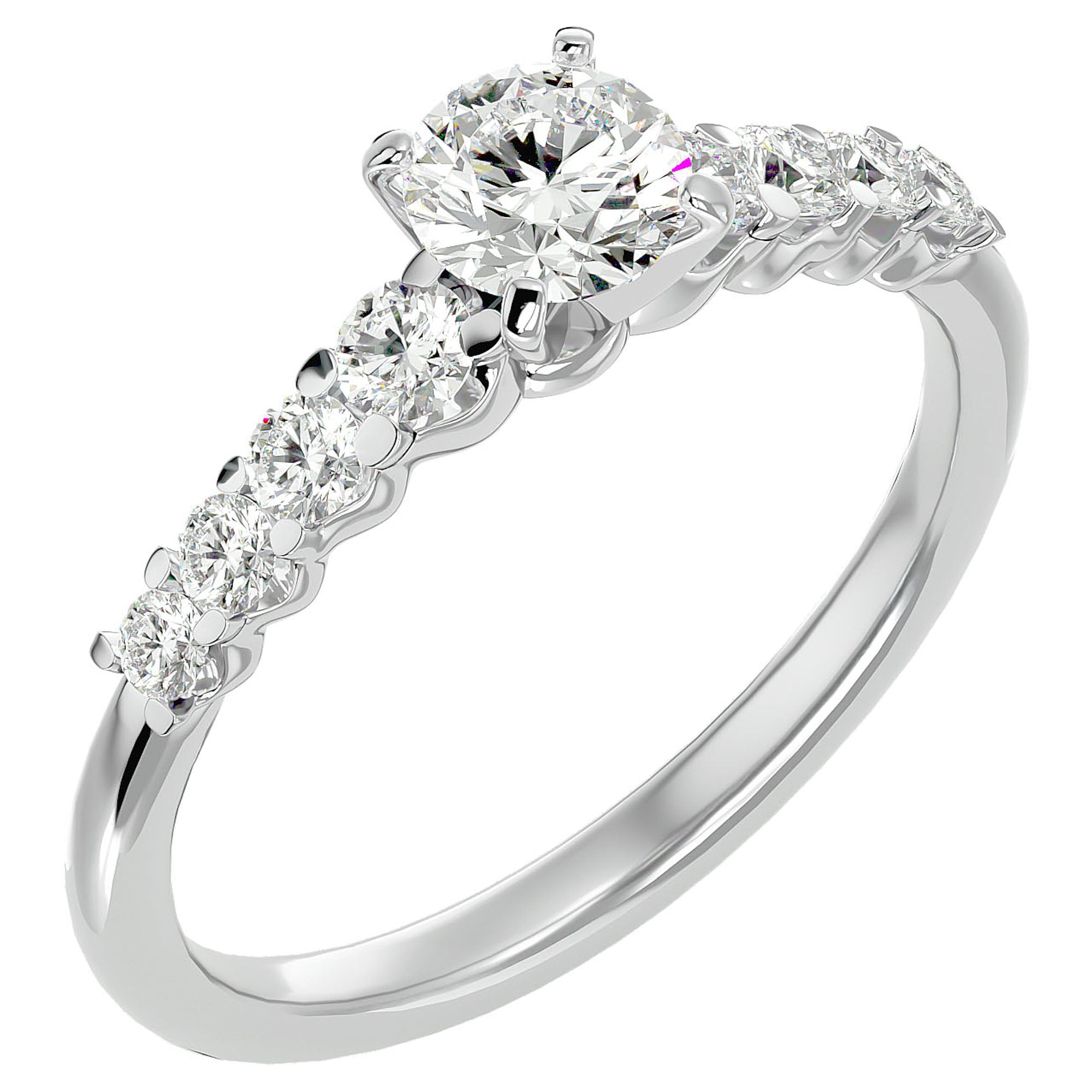 Inel De Logodnă Solitaire Pavé Royal cu Moissanite de 1.10 ct din Platina - Castelo.ro