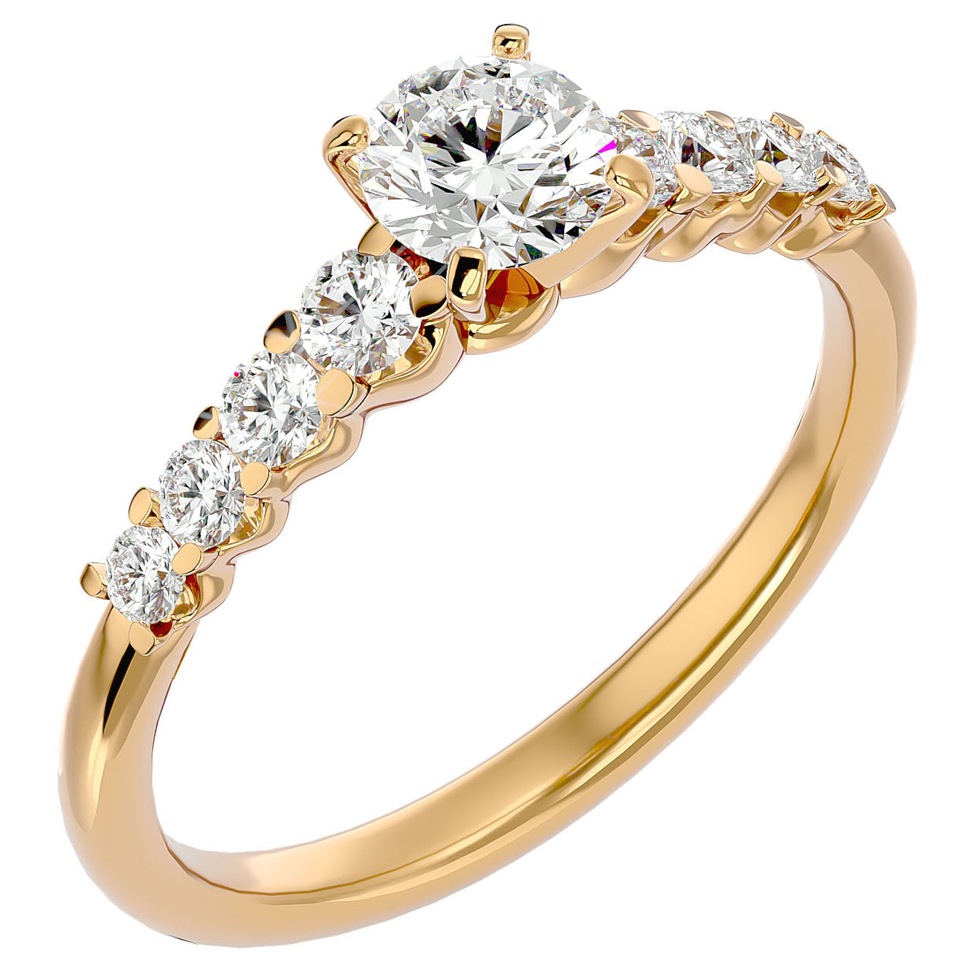 Inel De Logodnă Solitaire Pavé Royal cu Moissanite de 1.10 ct din 18k Aur Galben - Castelo.ro