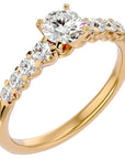 Inel De Logodnă Solitaire Pavé Royal din Aur 14k cu Moissanite de 1.10 ct din 14k Aur Galben - Castelo.ro