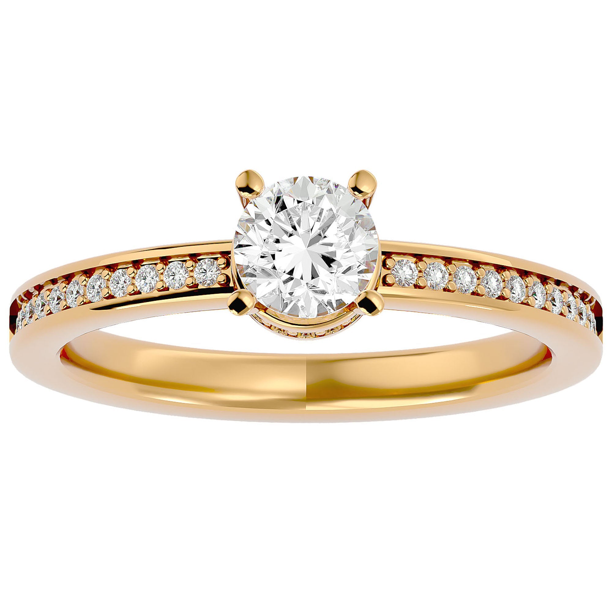 Inel De Logodnă Chant de Mer Pavé din Aur 14k cu Diamante Naturale de 0.78 ct din 14k Aur Galben - Castelo.ro