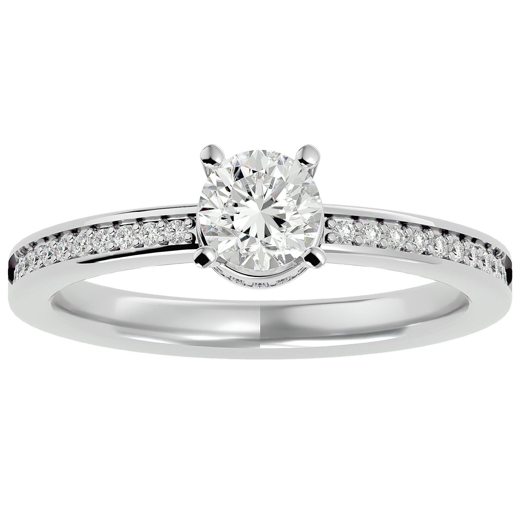 Inel De Logodnă Chant de Mer Pavé din Aur 14k cu Diamante Naturale de 0.78 ct din 14k Aur Alb - Castelo.ro