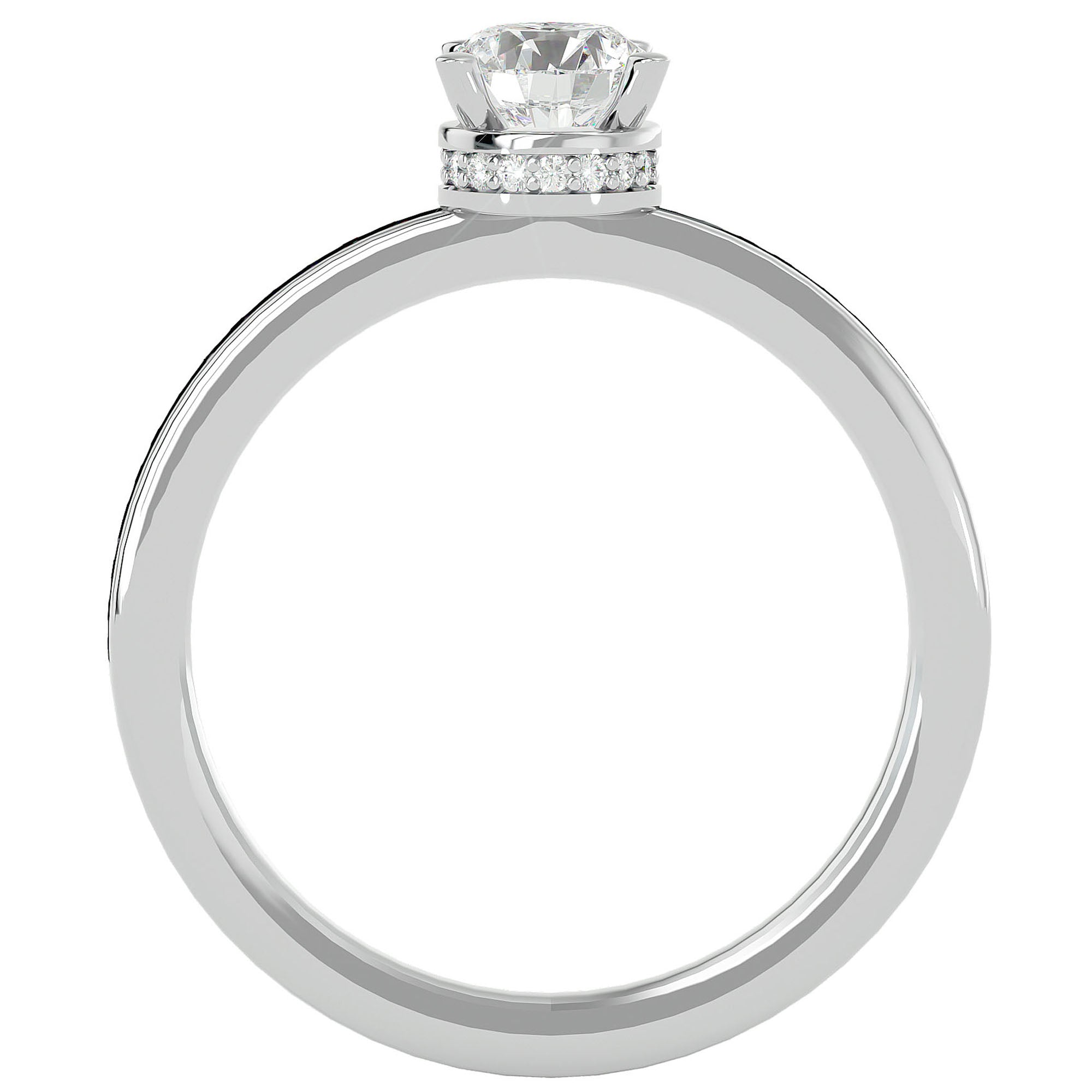 Inel De Logodnă Chant de Mer Pavé cu Moissanite de 0.78 ct din Platina - Castelo.ro