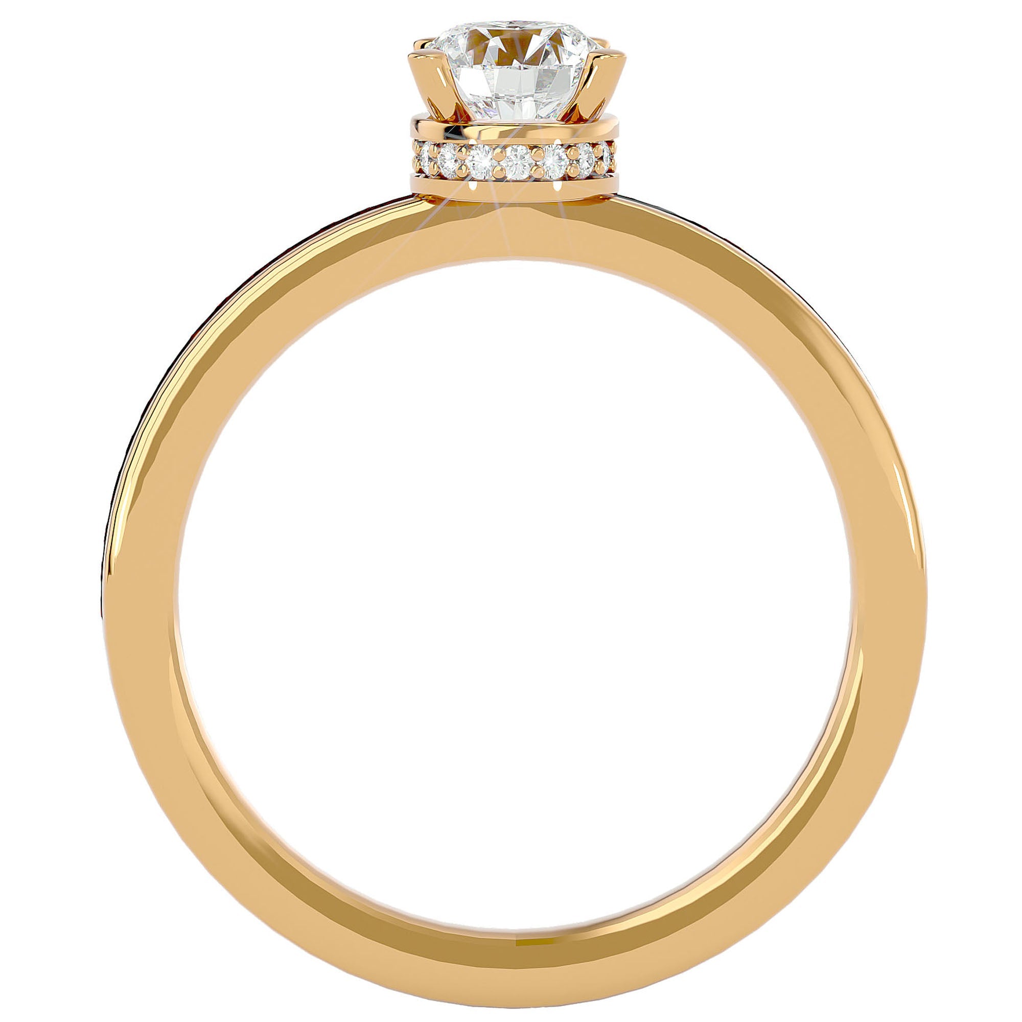 Inel De Logodnă Chant de Mer Pavé cu Moissanite de 0.78 ct din 18k Aur Galben - Castelo.ro