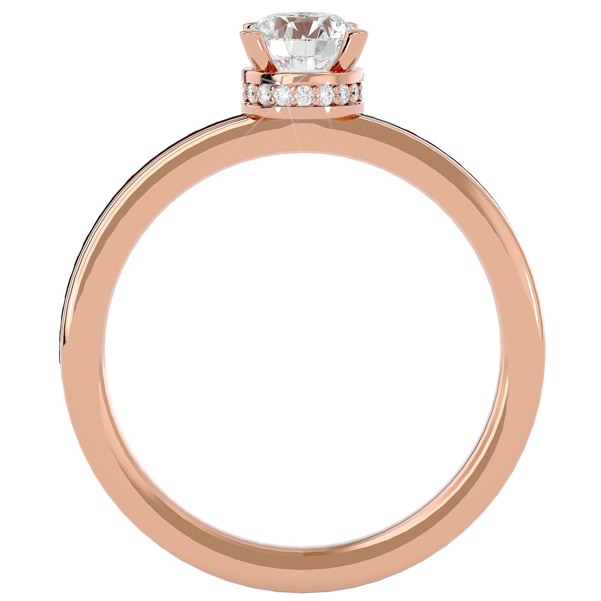 Inel De Logodnă Chant de Mer Pavé cu Moissanite de 0.78 ct din 18k Aur Roz - Castelo.ro