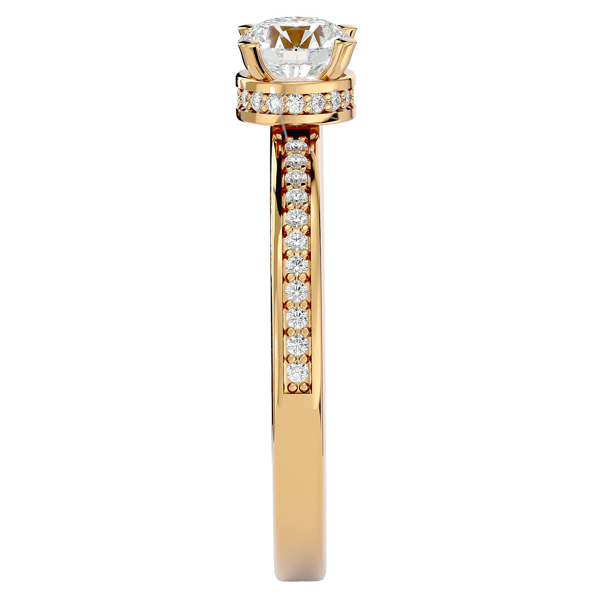 Inel De Logodnă Chant de Mer Pavé cu Moissanite de 0.78 ct din 18k Aur Galben - Castelo.ro