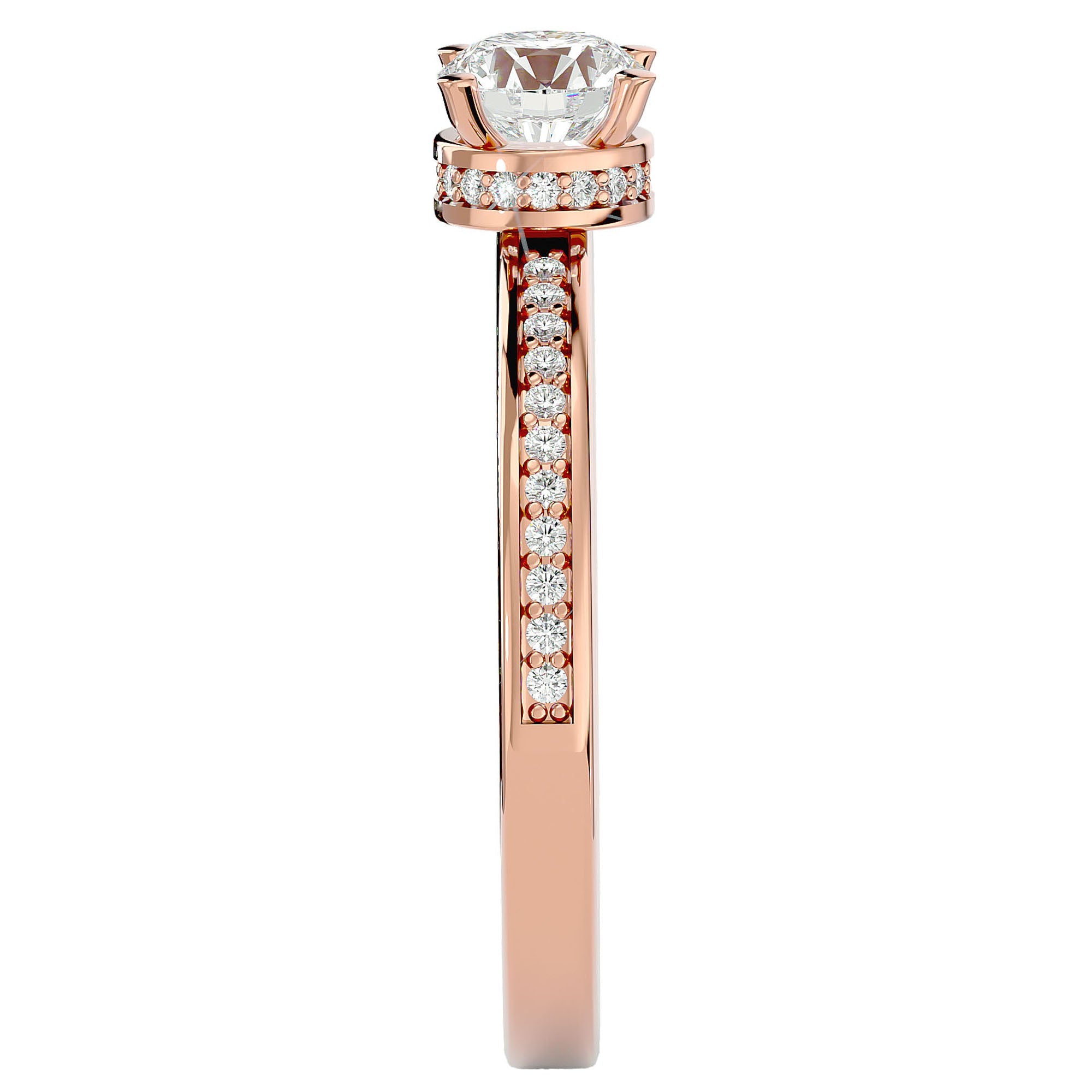 Inel De Logodnă Chant de Mer Pavé cu Moissanite de 0.78 ct din 18k Aur Roz - Castelo.ro