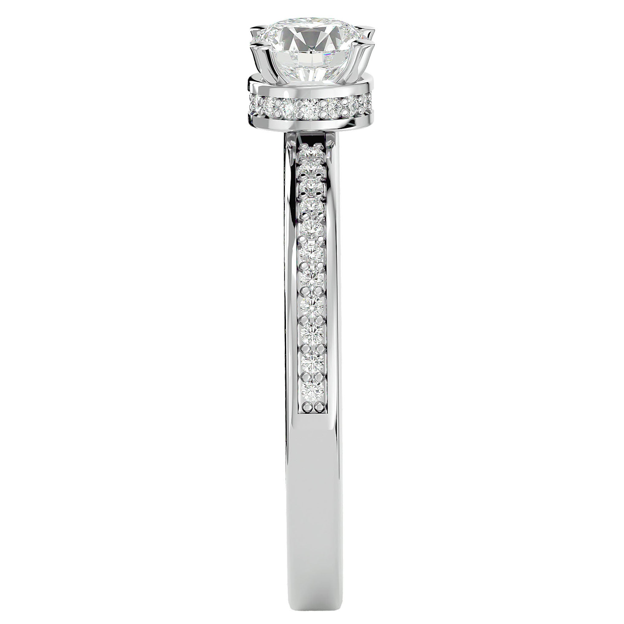 Inel De Logodnă Chant de Mer Pavé din Aur 14k cu Diamante Naturale de 0.78 ct din 14k Aur Alb - Castelo.ro