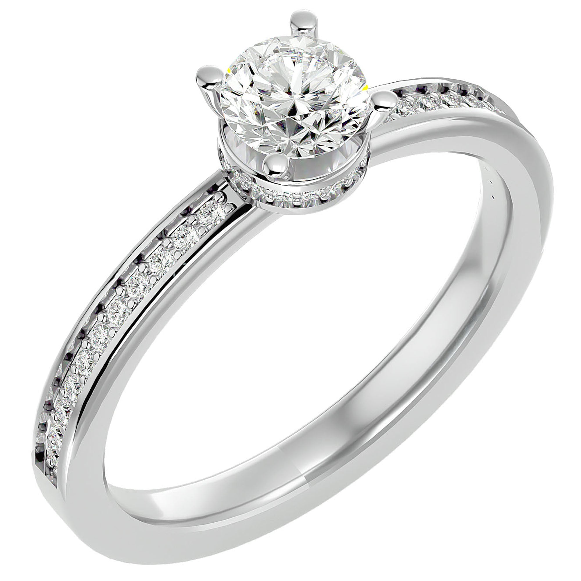 Inel De Logodnă Chant de Mer Pavé cu Moissanite de 0.78 ct din Platina - Castelo.ro