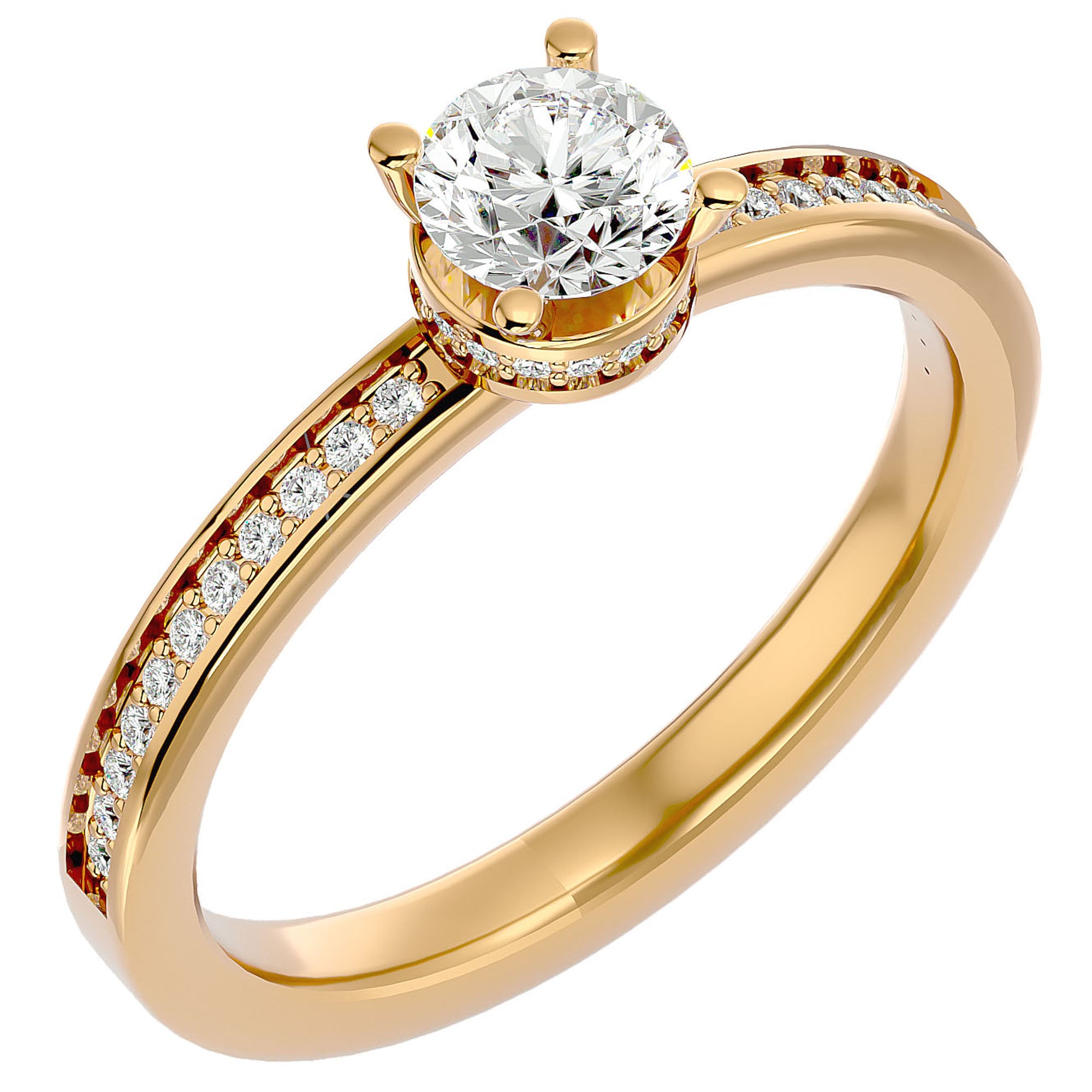 Inel De Logodnă Chant de Mer Pavé din Aur 14k cu Diamante Naturale de 0.78 ct din 14k Aur Galben - Castelo.ro