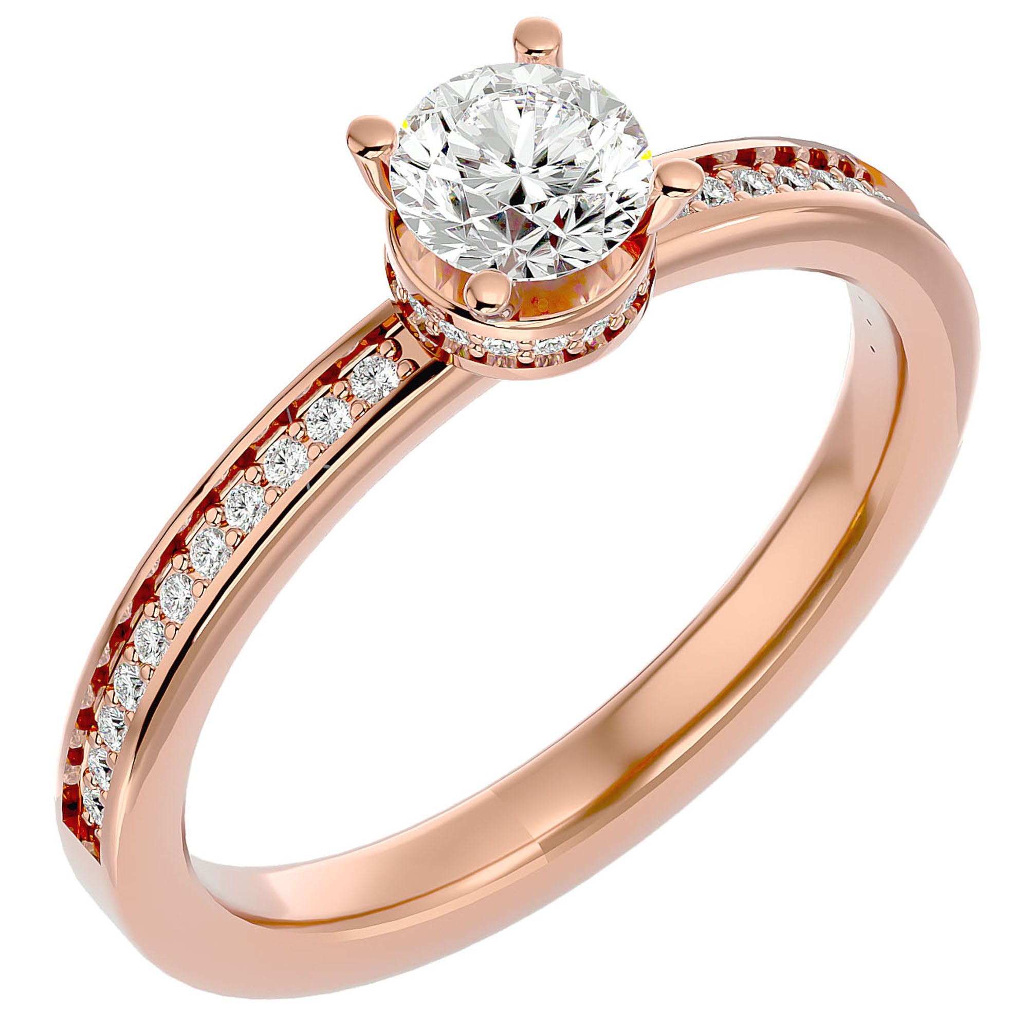 Inel De Logodnă Chant de Mer Pavé cu Moissanite de 0.78 ct din 18k Aur Roz - Castelo.ro