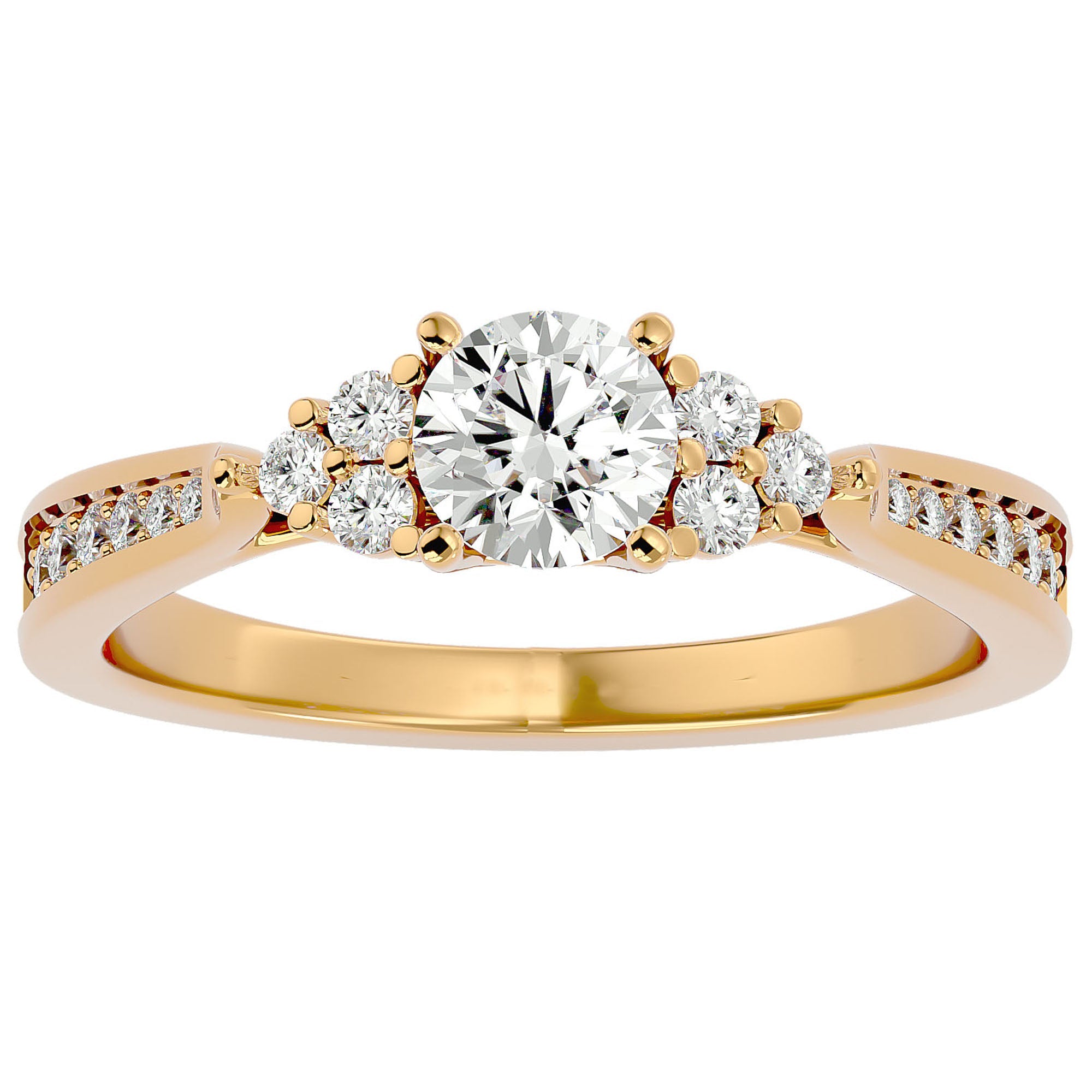 Inel De Logodnă Ode à la Rose Pavé cu Moissanite de 0.84 ct din 18k Aur Galben - Castelo.ro