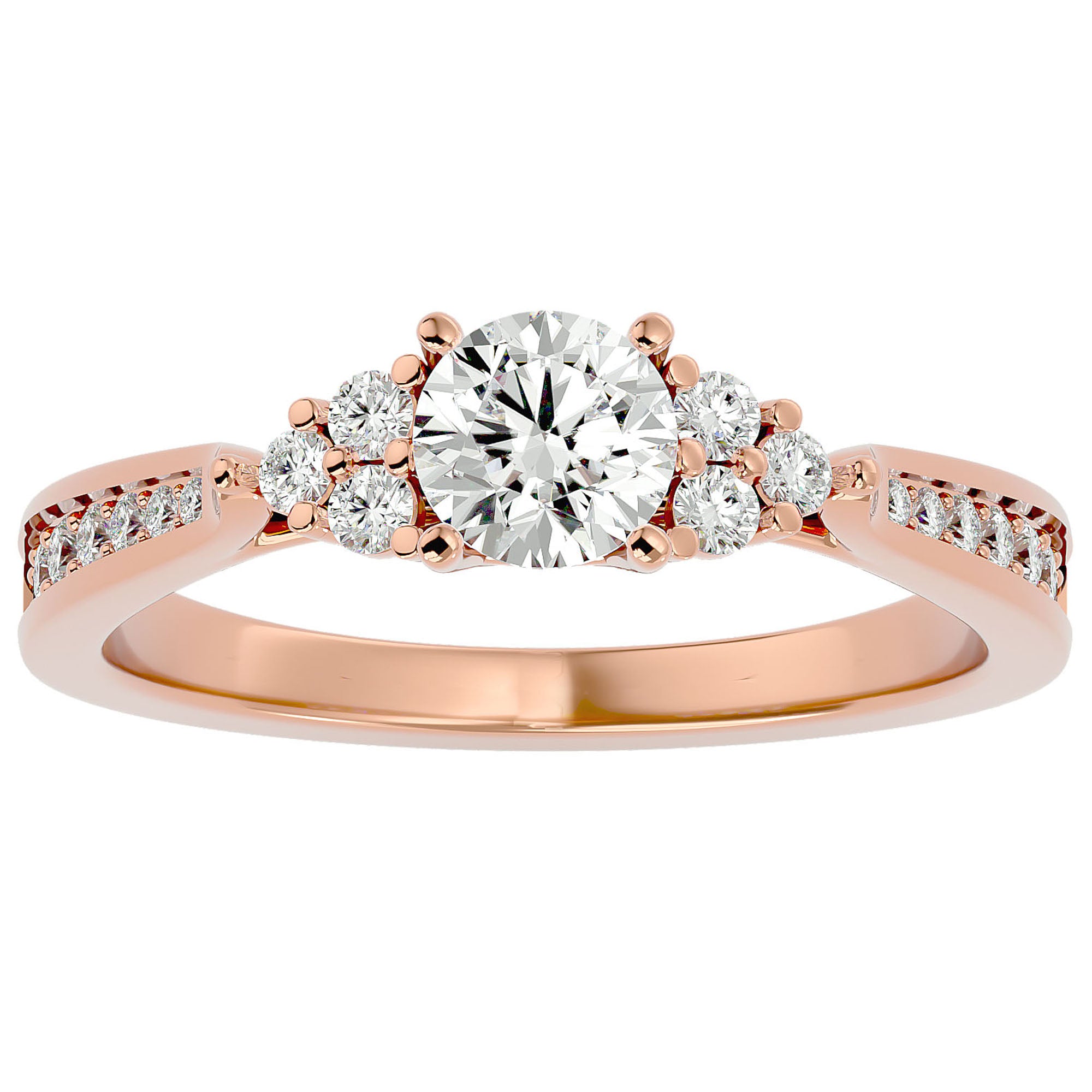 Inel De Logodnă Ode à la Rose Pavé din Aur 14k cu Moissanite de 0.84 ct din 14k Aur Roz - Castelo.ro