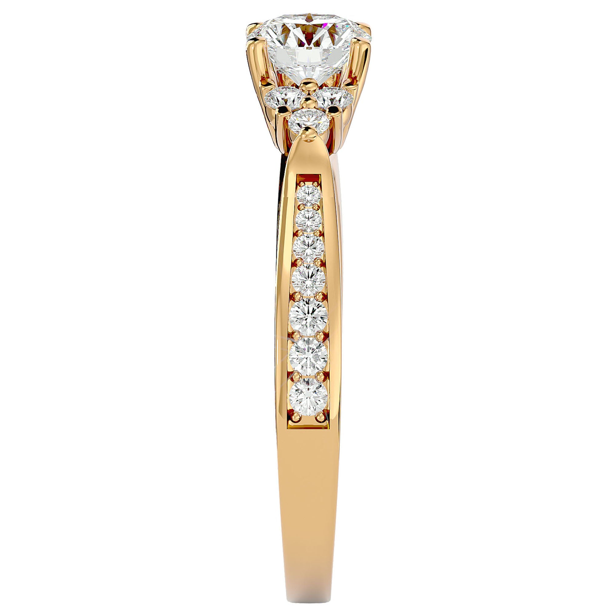 Inel De Logodnă Ode à la Rose Pavé cu Moissanite de 0.84 ct din 18k Aur Galben - Castelo.ro
