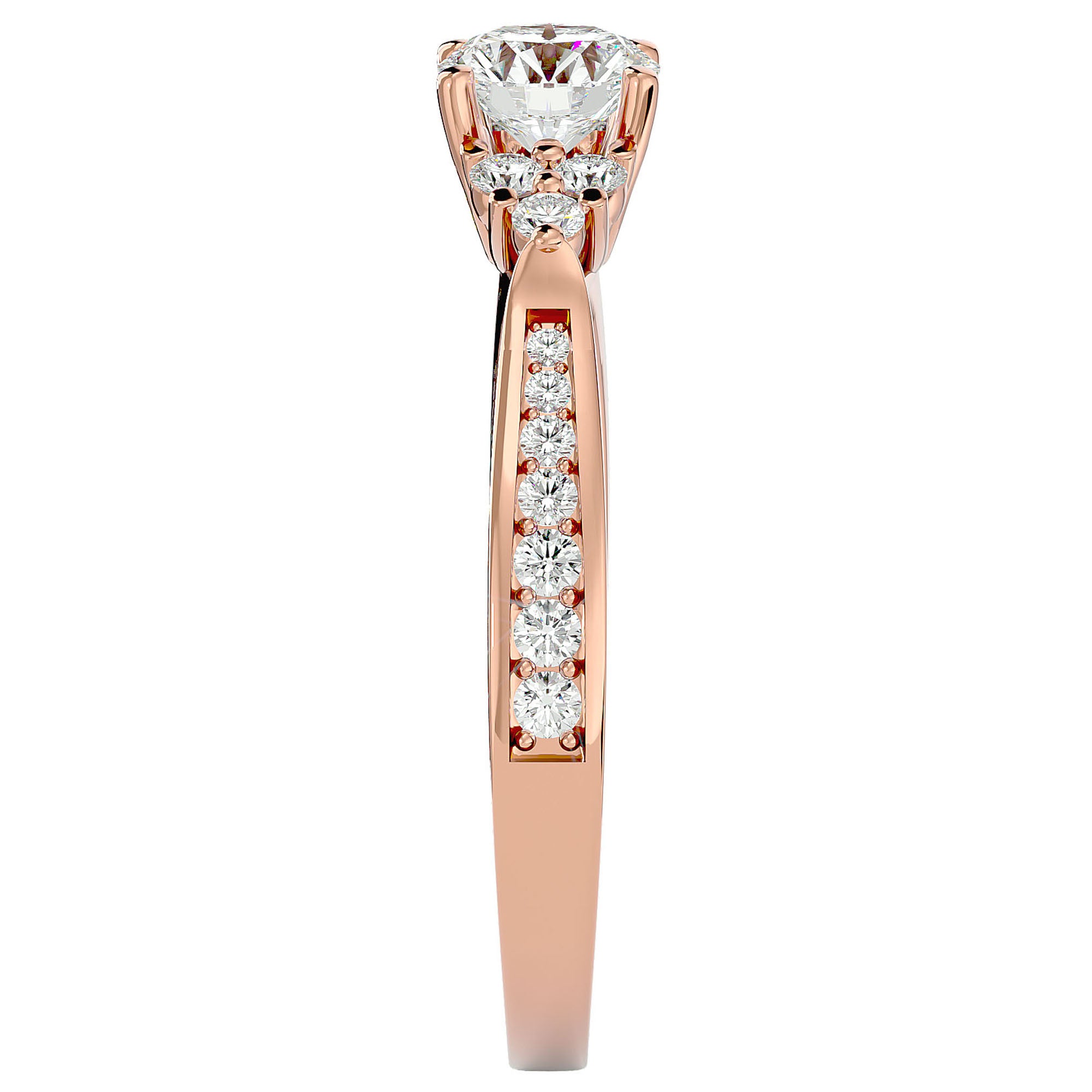 Inel De Logodnă Ode à la Rose Pavé din Aur 14k cu Moissanite de 0.84 ct din 14k Aur Roz - Castelo.ro