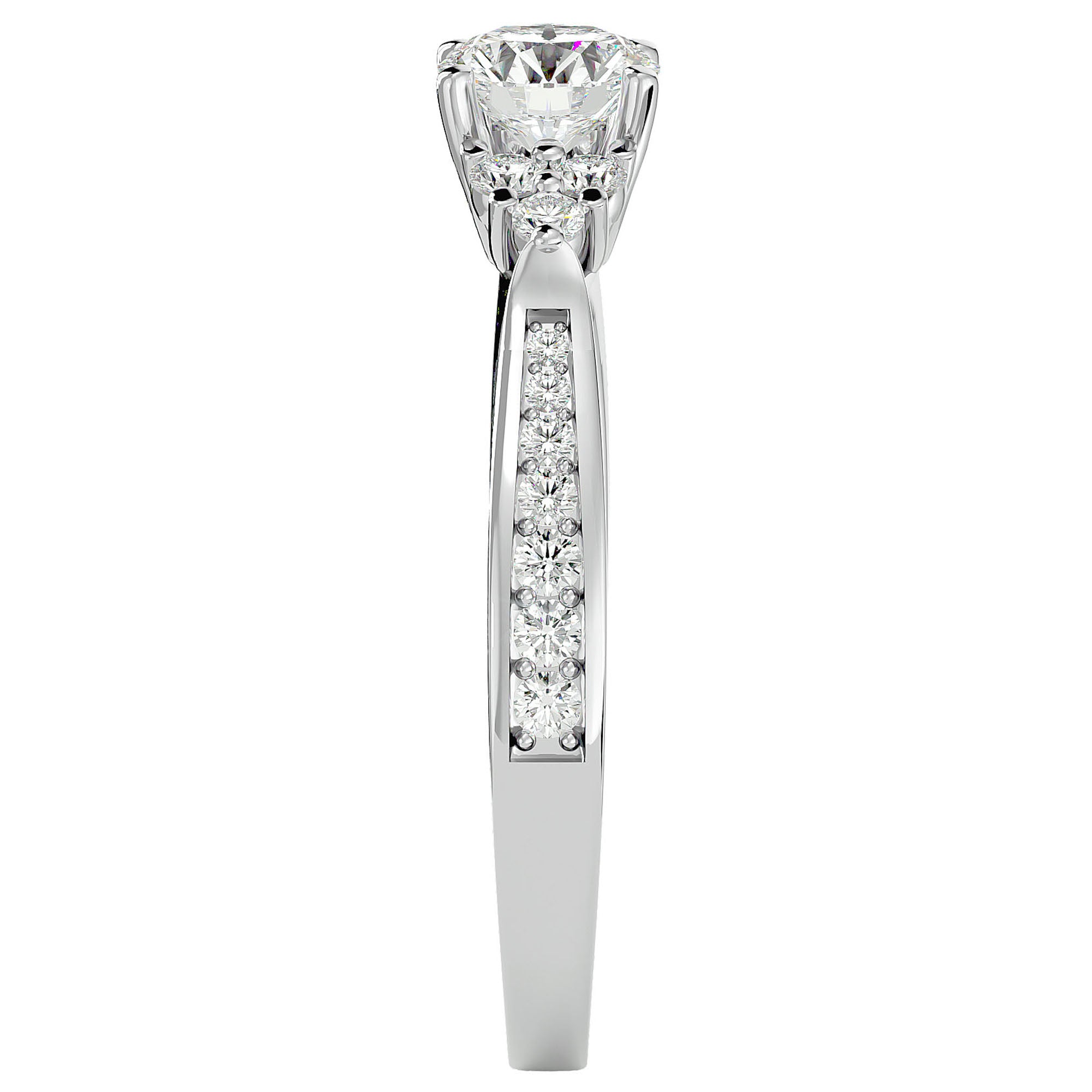 Inel De Logodnă Ode à la Rose Pavé din Aur 14k cu Diamante Create în Laborator de 0.84 ct din 14k Aur Alb - Castelo.ro