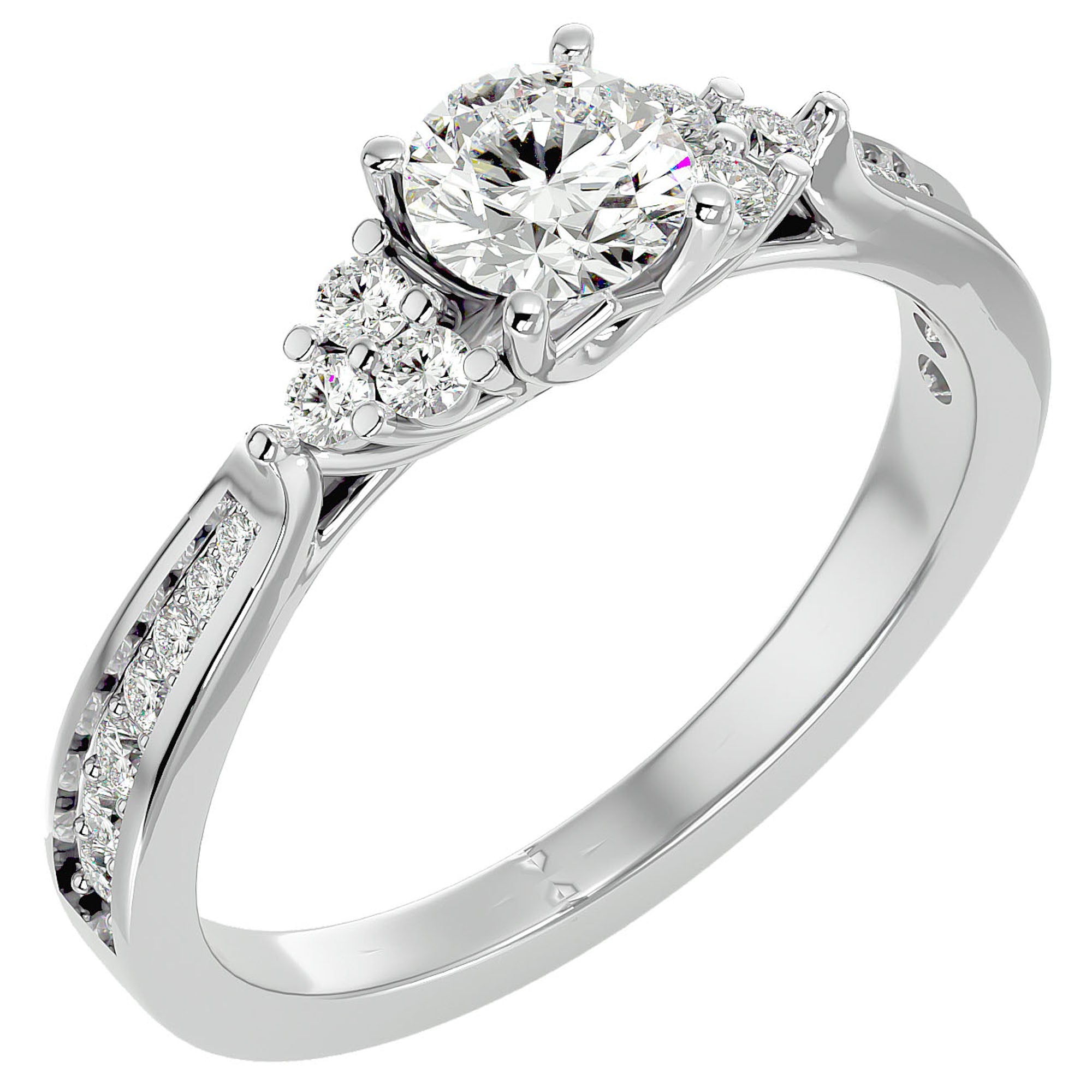 Inel De Logodnă Ode à la Rose Pavé cu Diamante Naturale de 0.84 ct din Platina - Castelo.ro