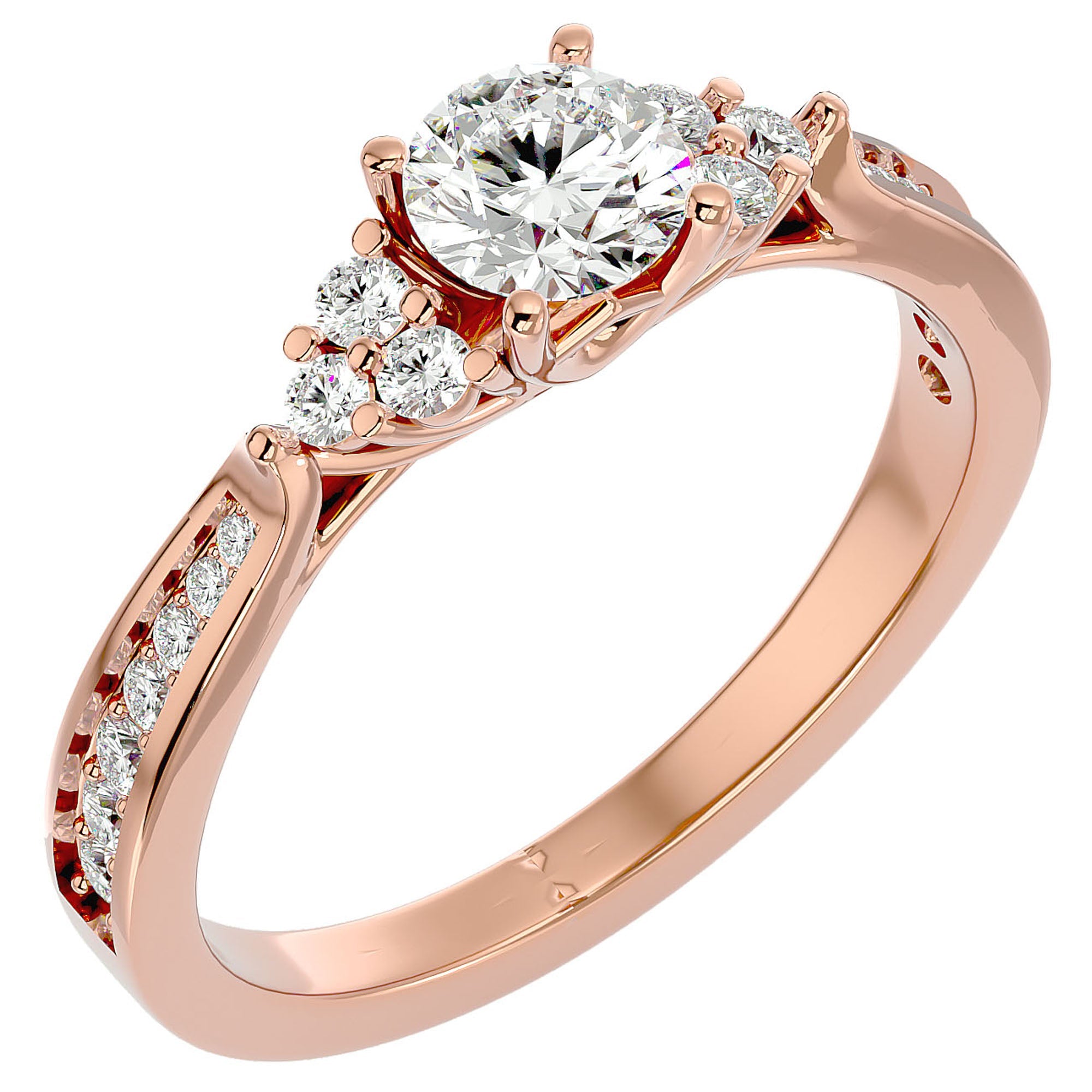 Inel De Logodnă Ode à la Rose Pavé cu Moissanite de 0.84 ct din 18k Aur Roz - Castelo.ro