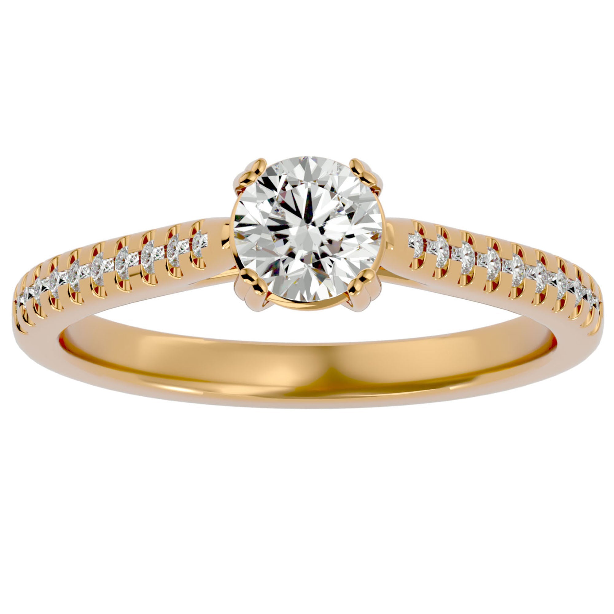 Inel De Logodnă Secret de Lune Pavé din Aur 14k cu Moissanite de 0.93 ct din 14k Aur Galben - Castelo.ro