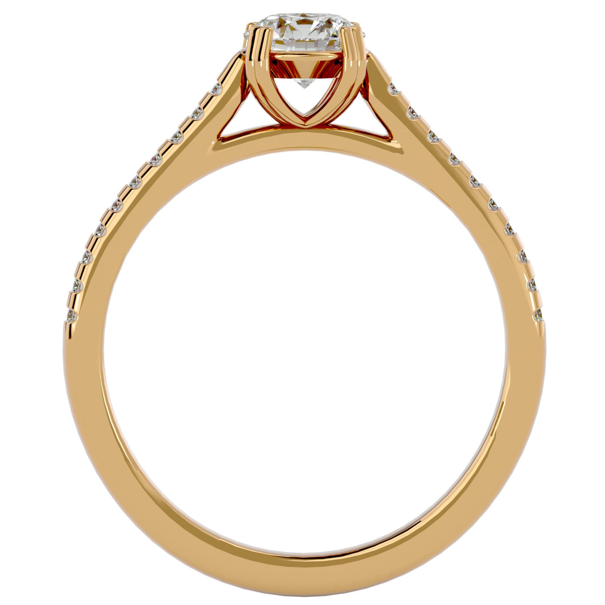 Inel De Logodnă Secret de Lune Pavé din Aur 14k cu Moissanite de 0.93 ct din 14k Aur Galben - Castelo.ro