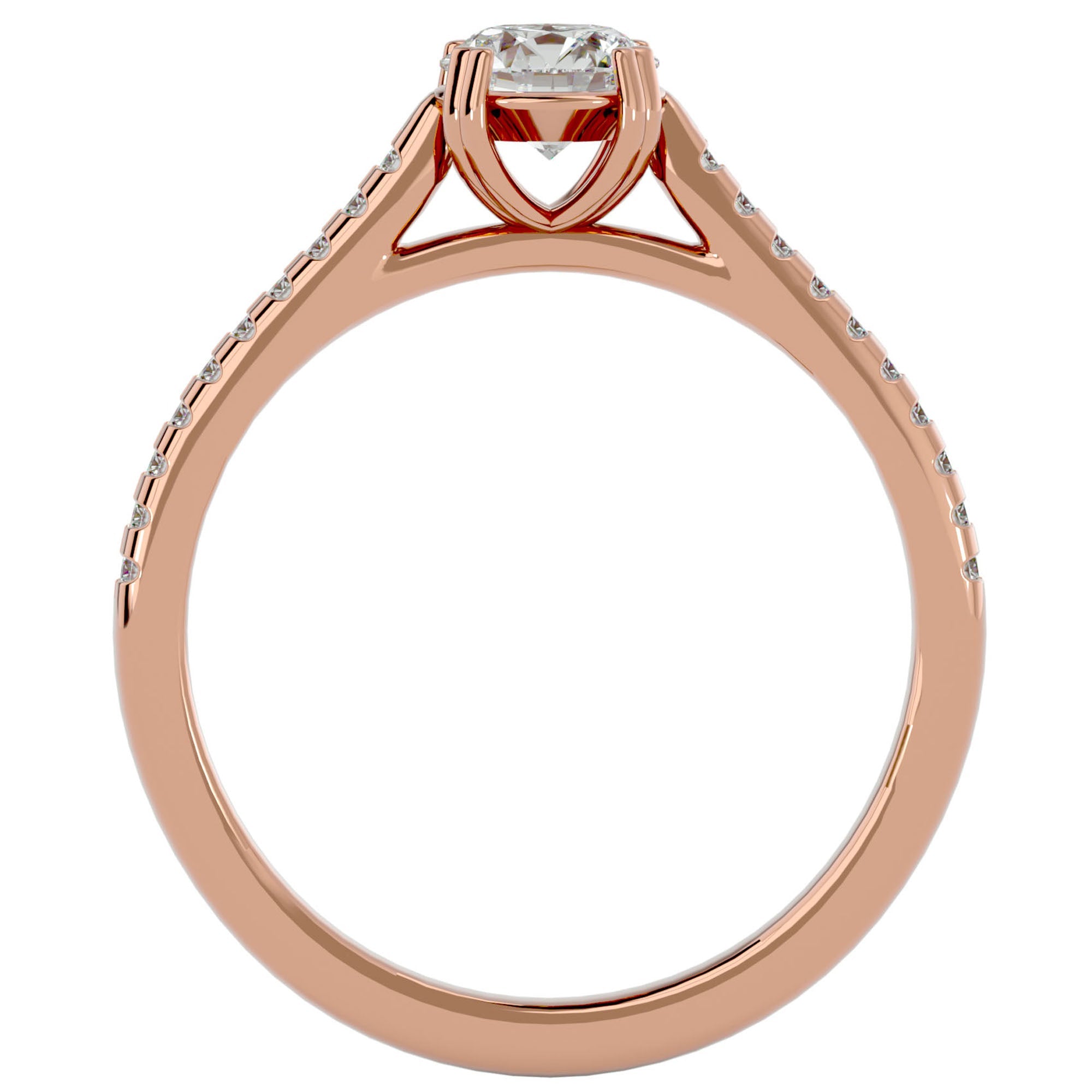 Inel De Logodnă Secret de Lune Pavé din Aur 14k cu Moissanite de 0.93 ct din 14k Aur Roz - Castelo.ro