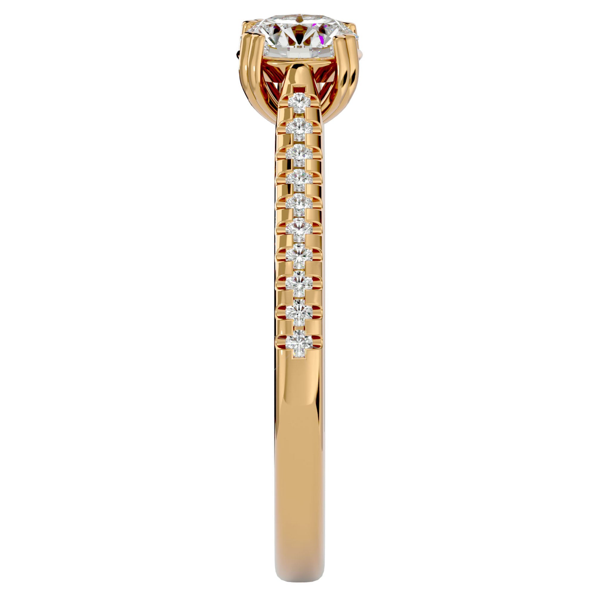 Inel De Logodnă Secret de Lune Pavé din Aur 14k cu Moissanite de 0.93 ct din 14k Aur Galben - Castelo.ro