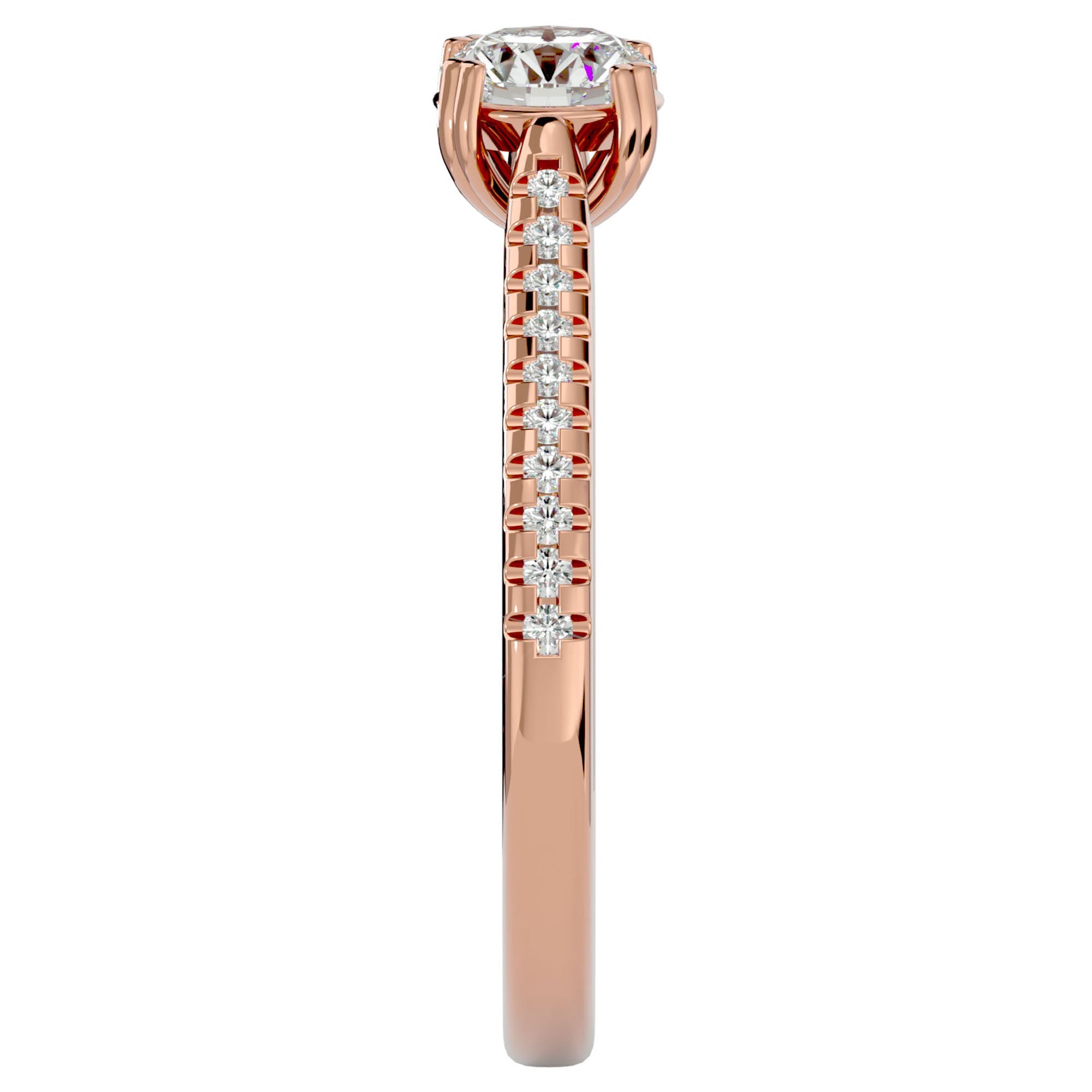 Inel De Logodnă Secret de Lune Pavé din Aur 14k cu Moissanite de 0.93 ct din 14k Aur Roz - Castelo.ro