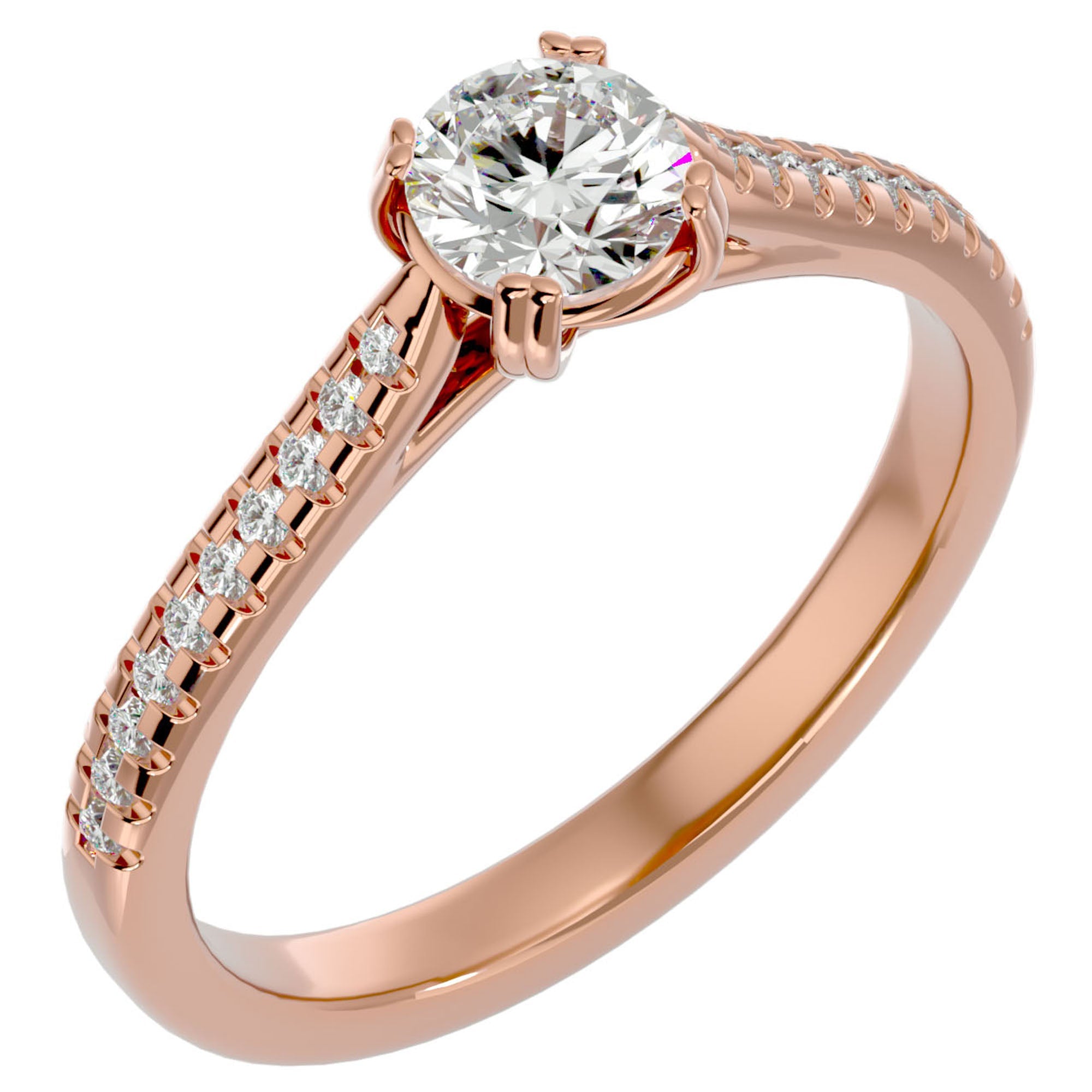 Inel De Logodnă Secret de Lune Pavé din Aur 14k cu Moissanite de 0.93 ct din 14k Aur Roz - Castelo.ro