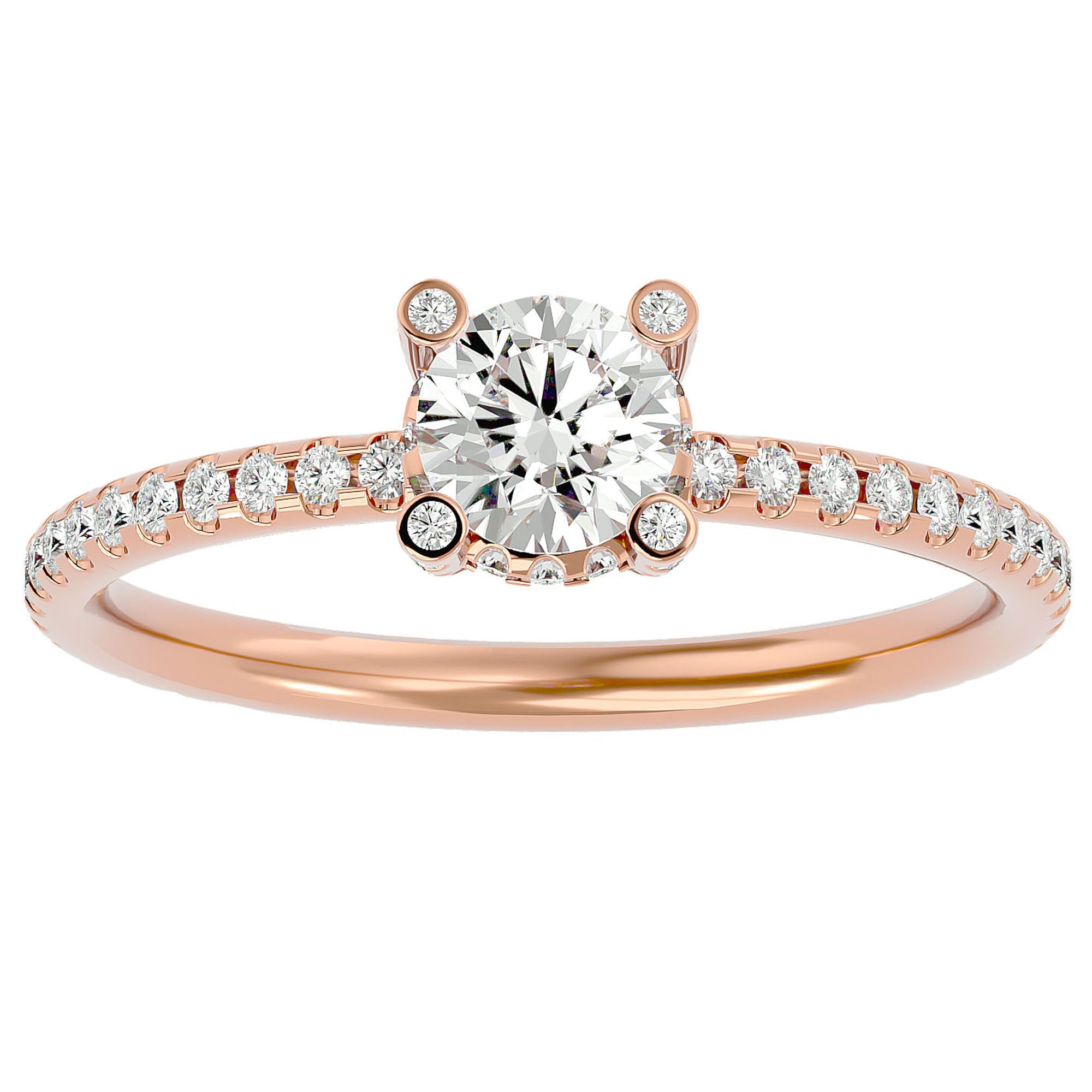 Inel De Logodnă Solitaire Lumière din Aur 14k cu Moissanite de 0.83 ct din 14k Aur Roz - Castelo.ro