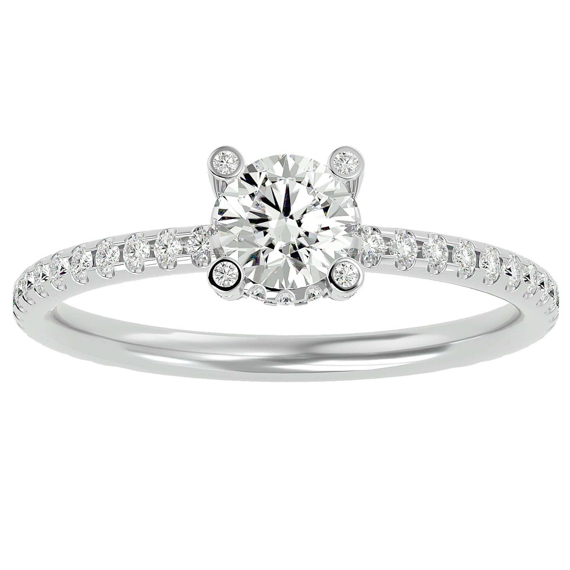 Inel De Logodnă Solitaire Lumière din Aur 14k cu Moissanite de 0.83 ct din 14k Aur Alb - Castelo.ro