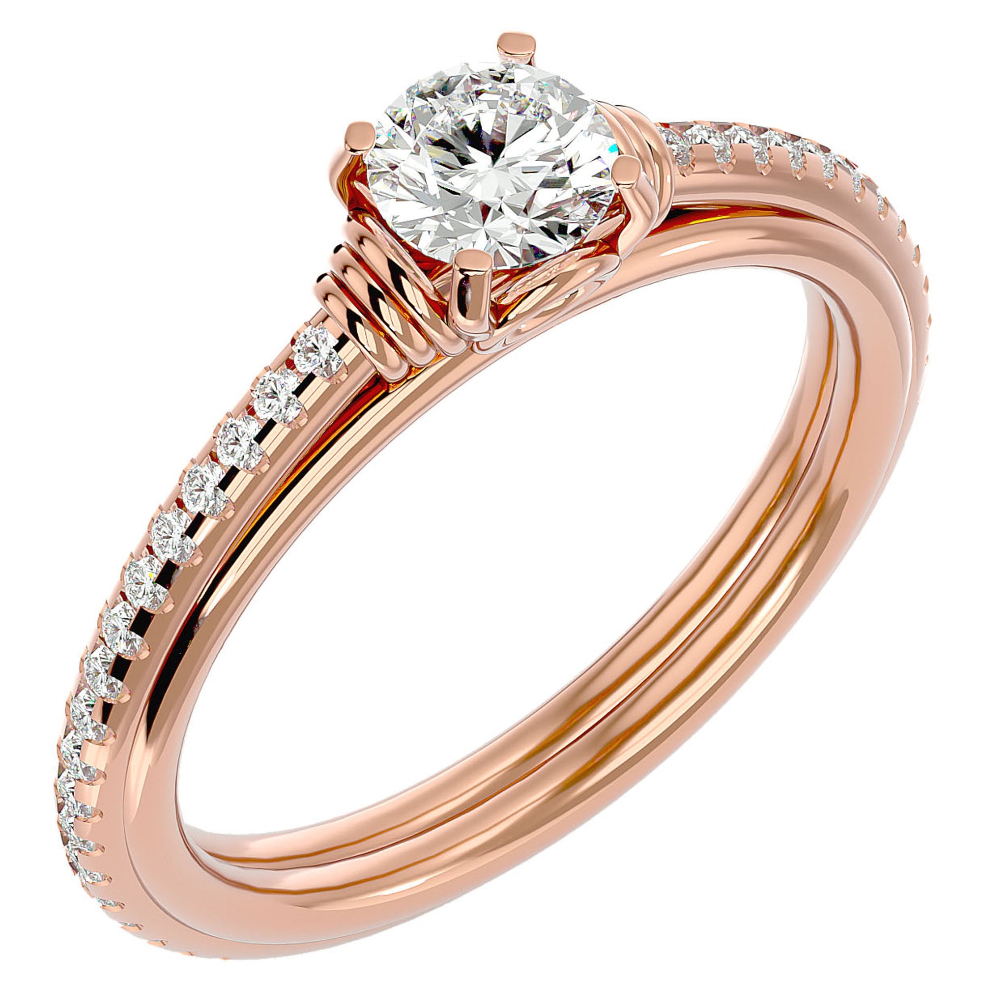 Inel De Logodnă Solitaire Céleste din Aur 14k cu Diamante Naturale de 1.26 ct din 14k Aur Roz - Castelo.ro
