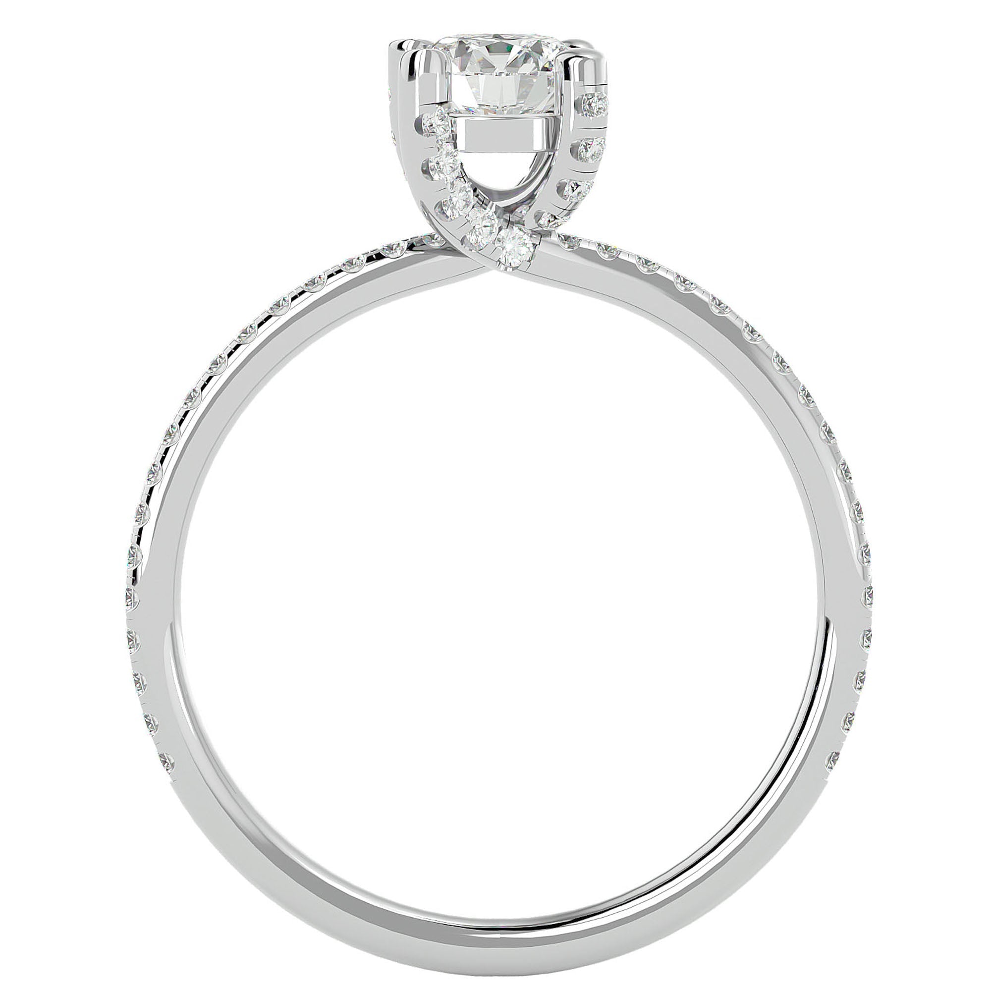 Inel De Logodnă Solitaire Reflet d'Étoile din Aur 14k cu Moissanite de 0.78 ct din 14k Aur Alb - Castelo.ro