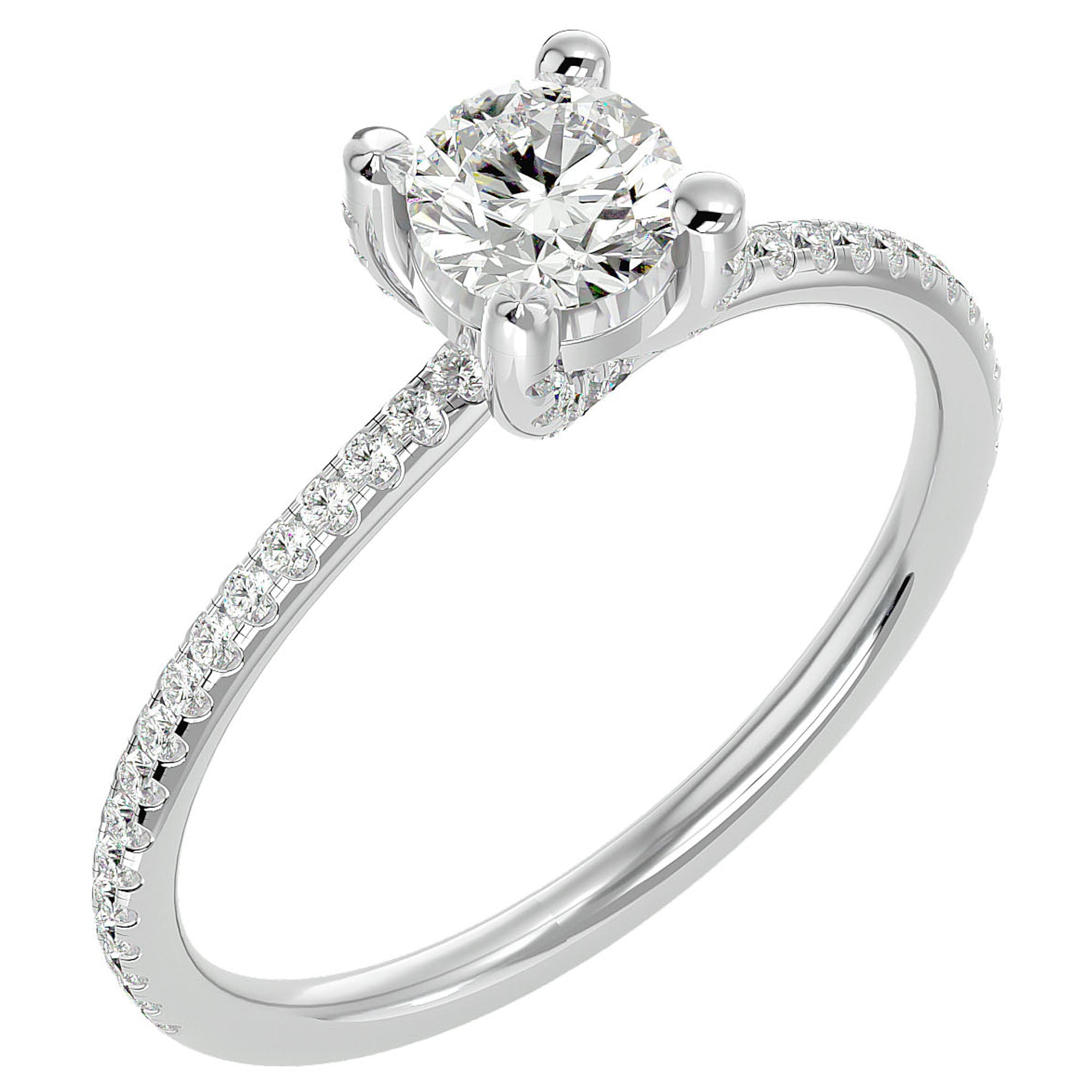 Inel De Logodnă Solitaire Reflet d'Étoile din Aur 14k cu Moissanite de 0.78 ct din 14k Aur Alb - Castelo.ro