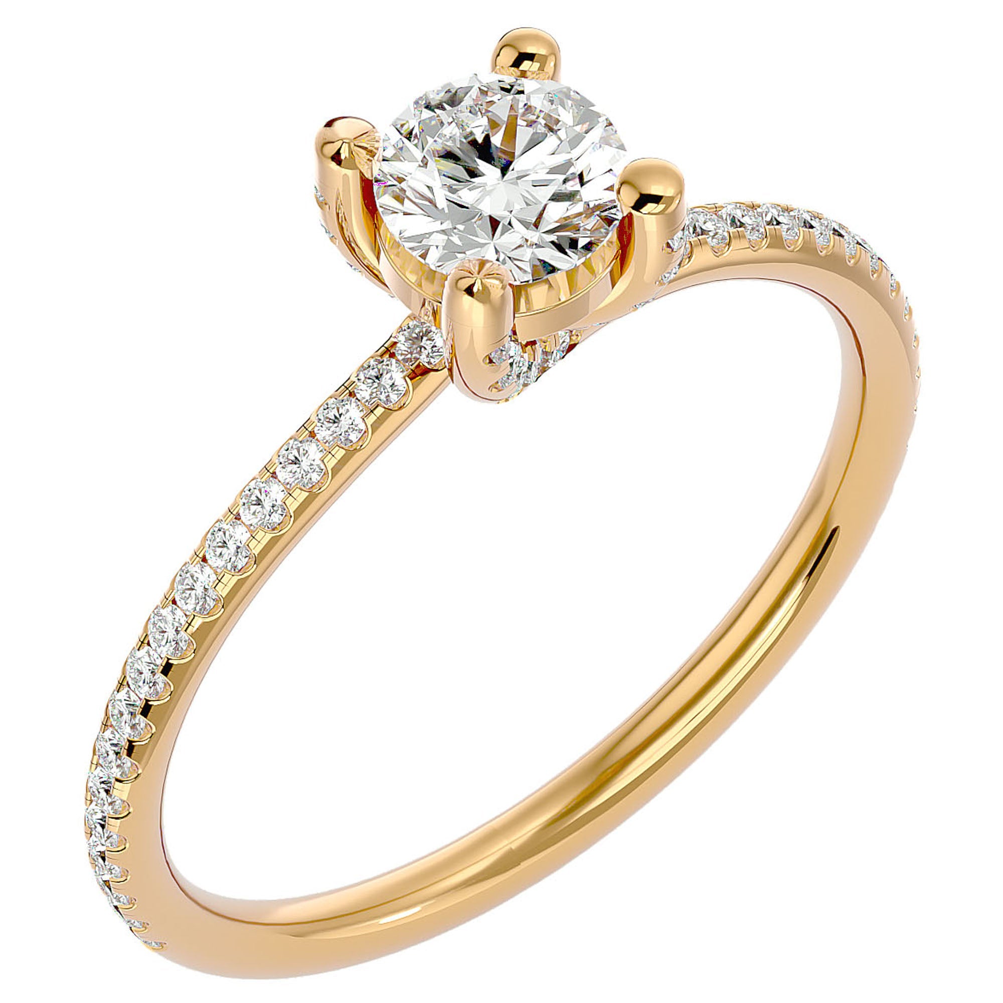 Inel De Logodnă Solitaire Reflet d'Étoile din Aur 14k cu Moissanite de 0.78 ct din 14k Aur Galben - Castelo.ro