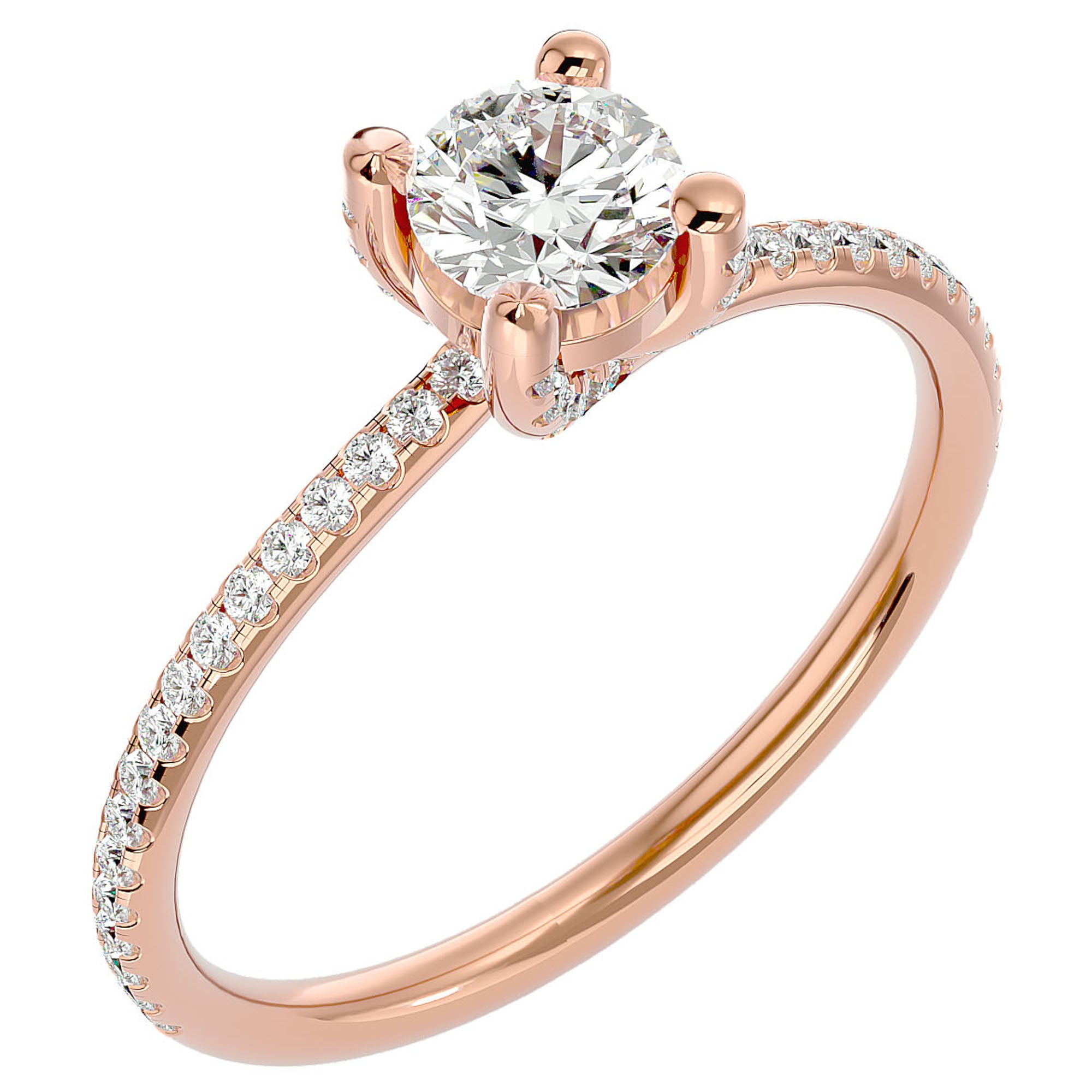 Inel De Logodnă Solitaire Reflet d'Étoile din Aur 14k cu Moissanite de 0.78 ct din 14k Aur Roz - Castelo.ro