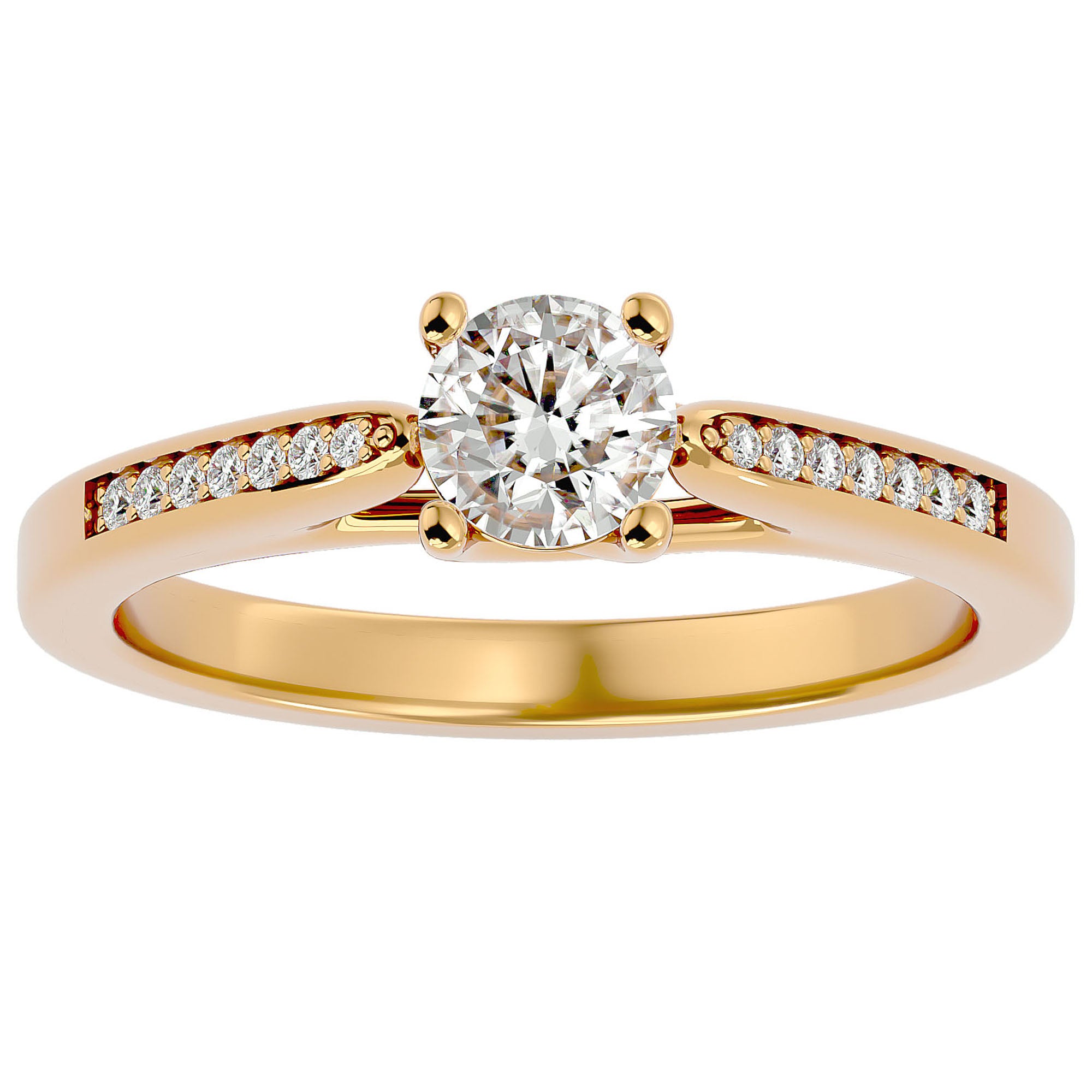 Inel De Logodnă Solitaire Pulse de Nuit cu Diamante Naturale de 0.59 ct din 18k Aur Galben - Castelo.ro
